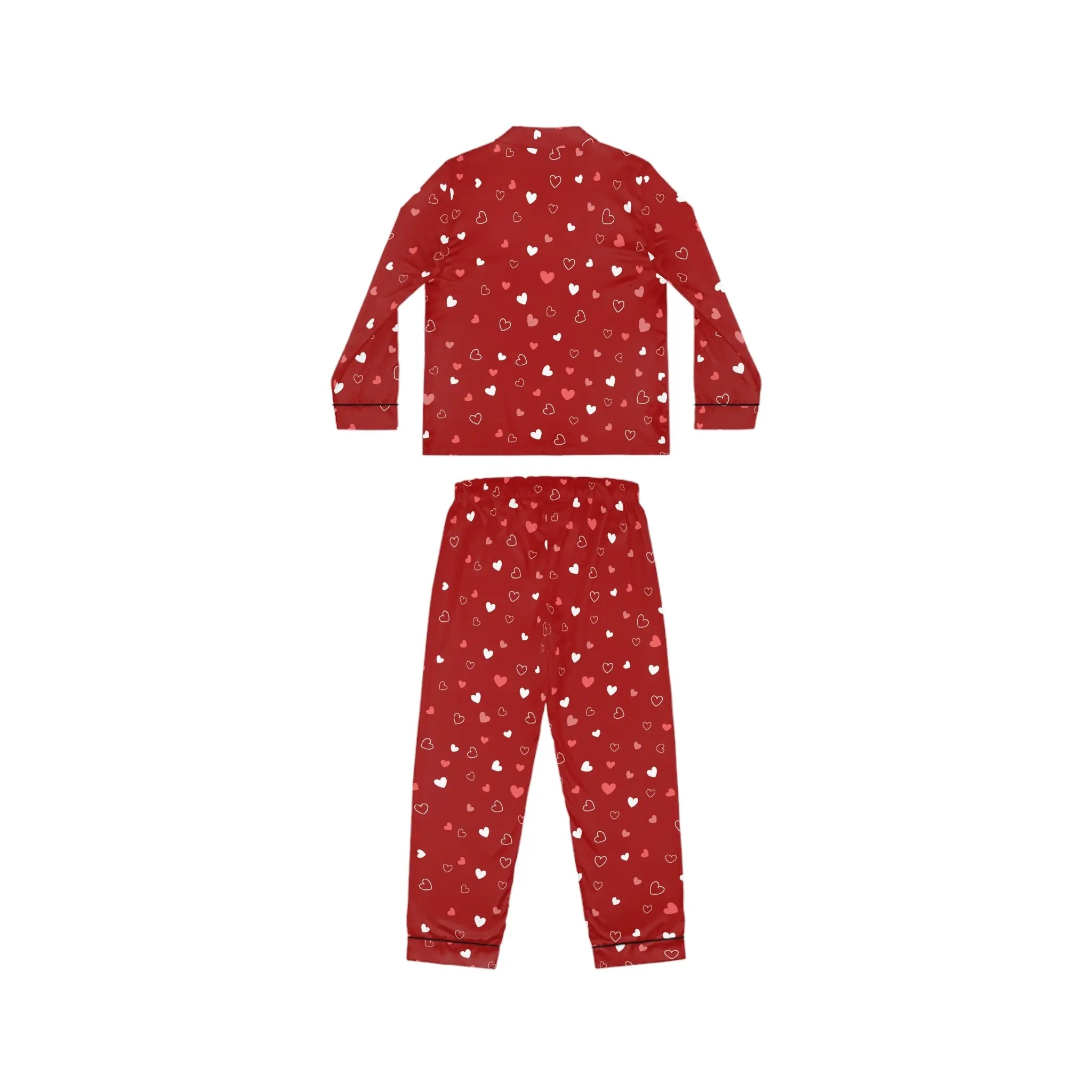 Moonlit Embrace: Luxe Satin Love Pajama Set - All Over Prints