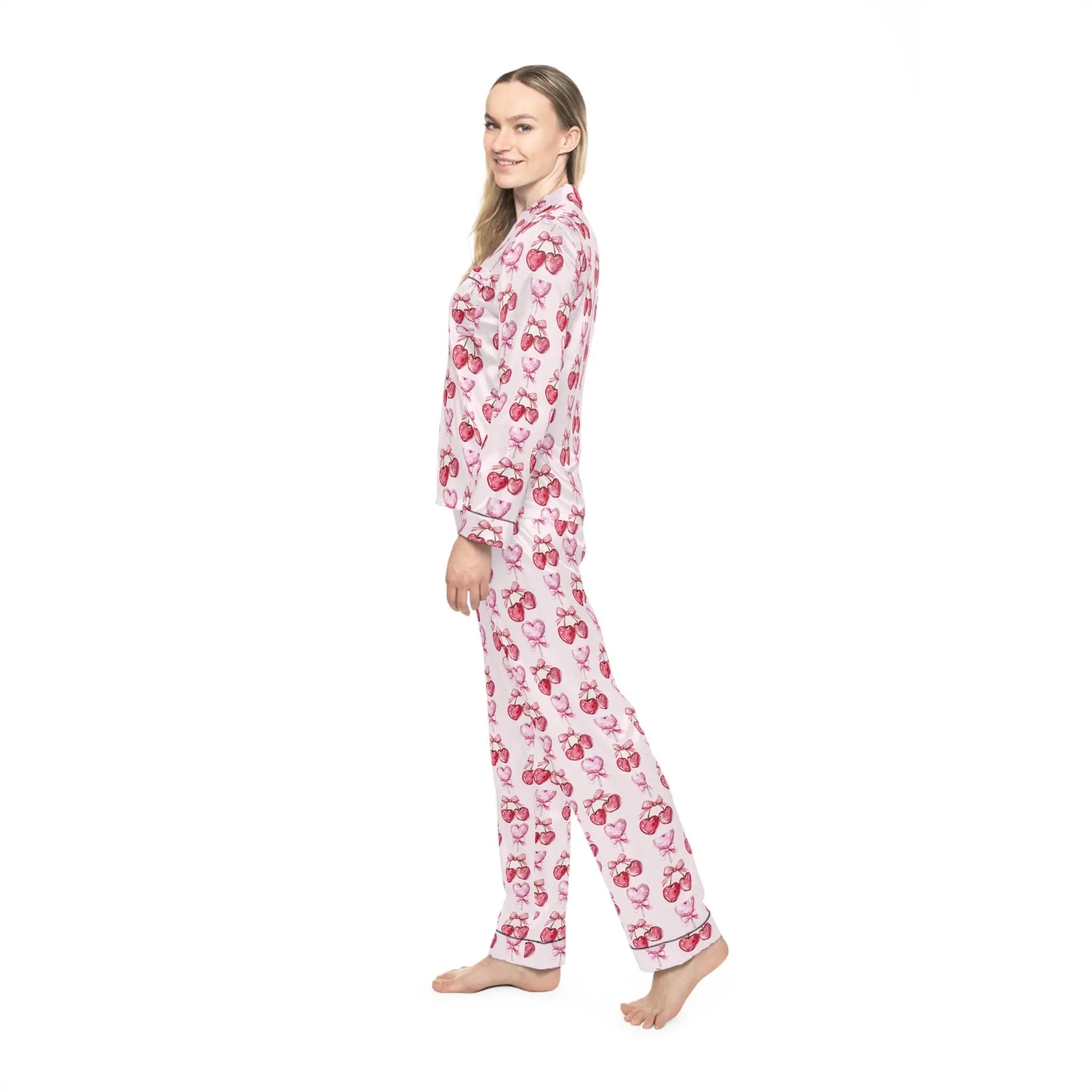Cherry Crush satin pajamas - Love & Latte Co.