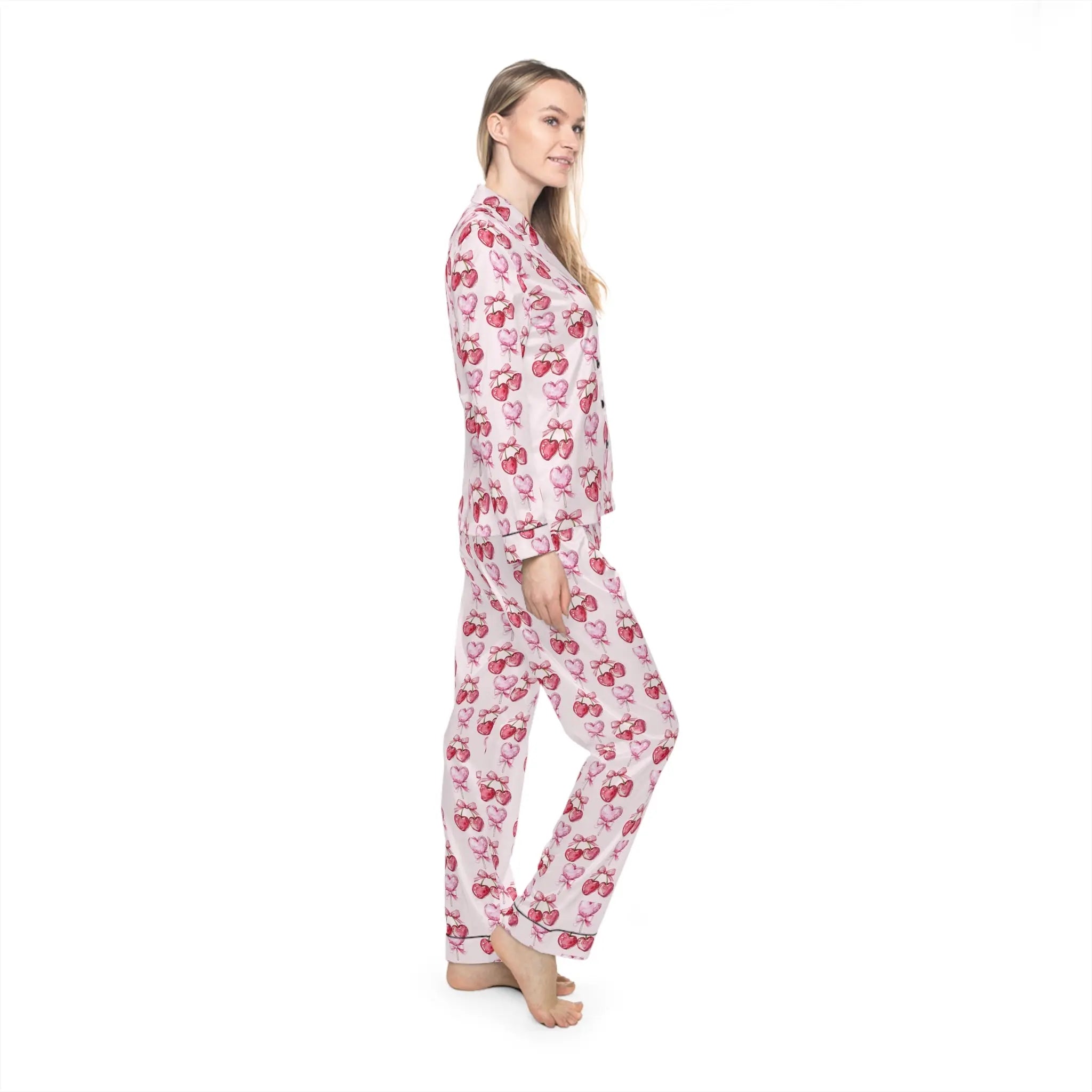 Cherry Crush satin pajamas - Love & Latte Co.