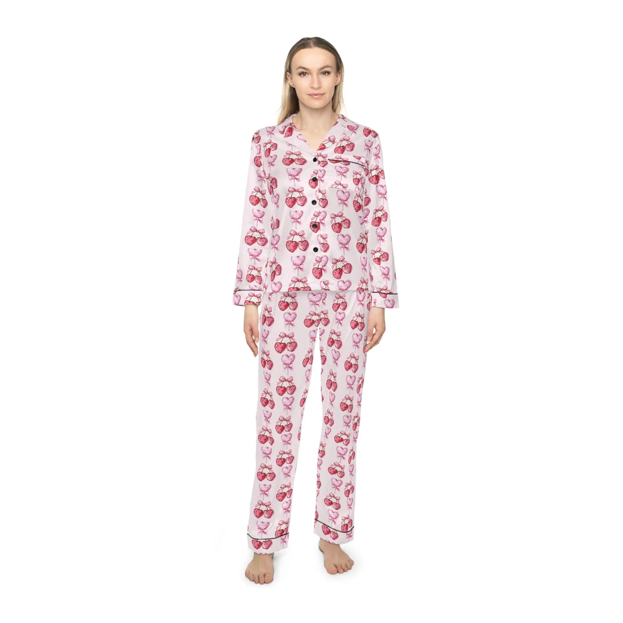 Cherry Crush satin pajamas - Love & Latte Co.