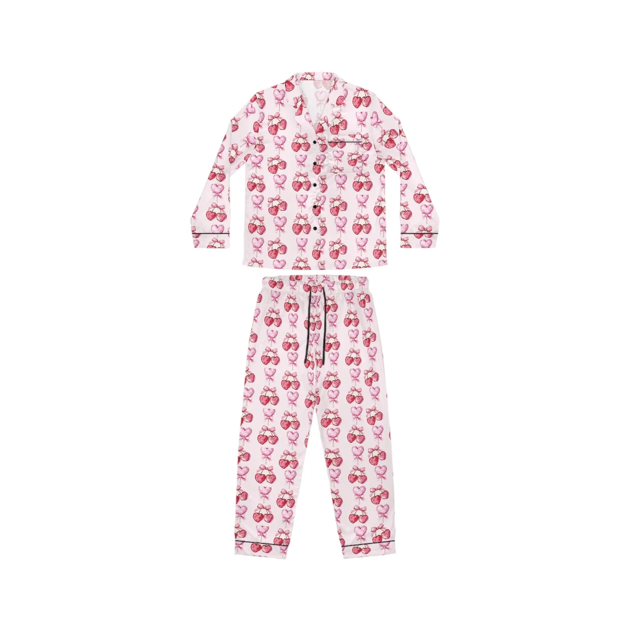 Cherry Crush satin pajamas - Love & Latte Co.