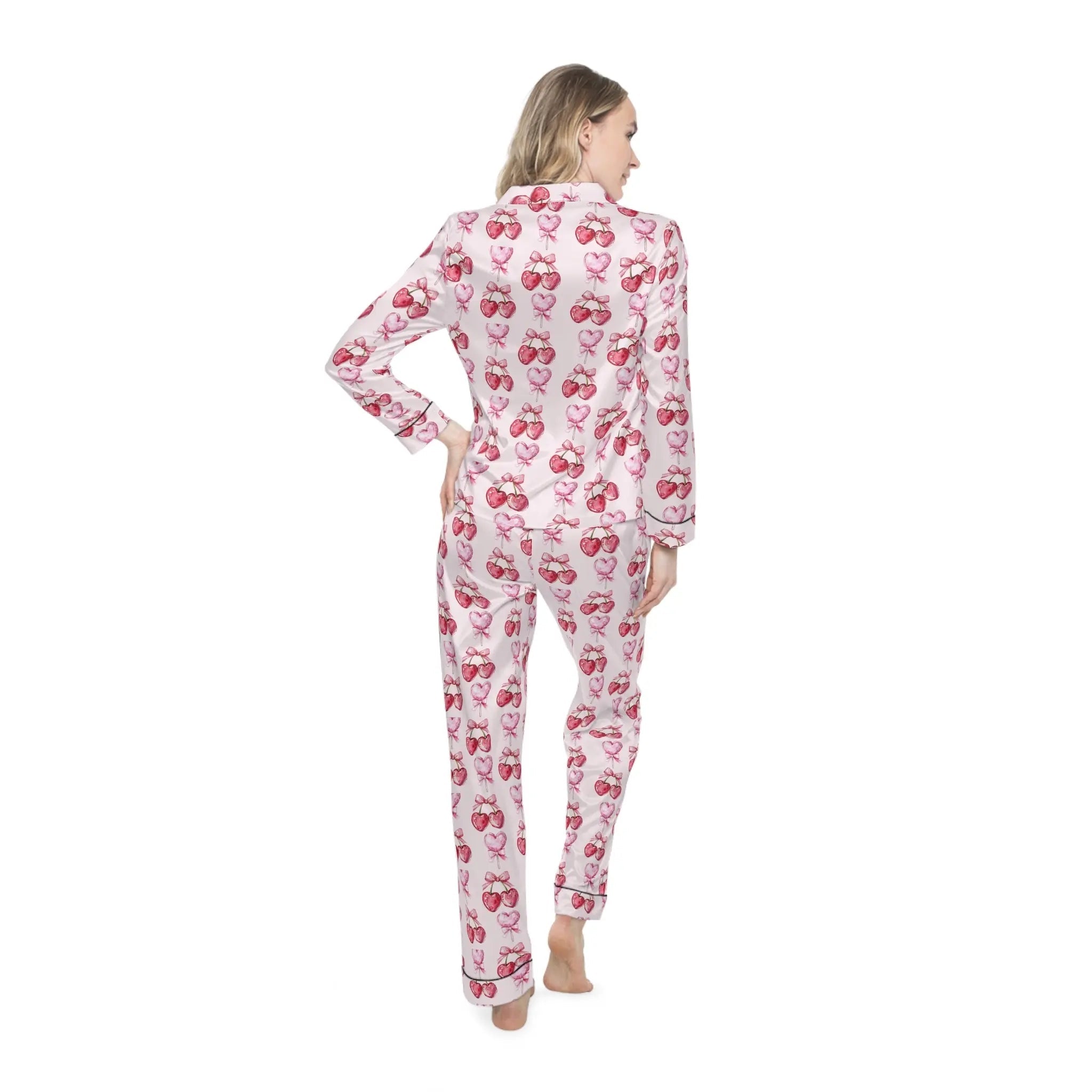 Cherry Crush satin pajamas - Love & Latte Co.