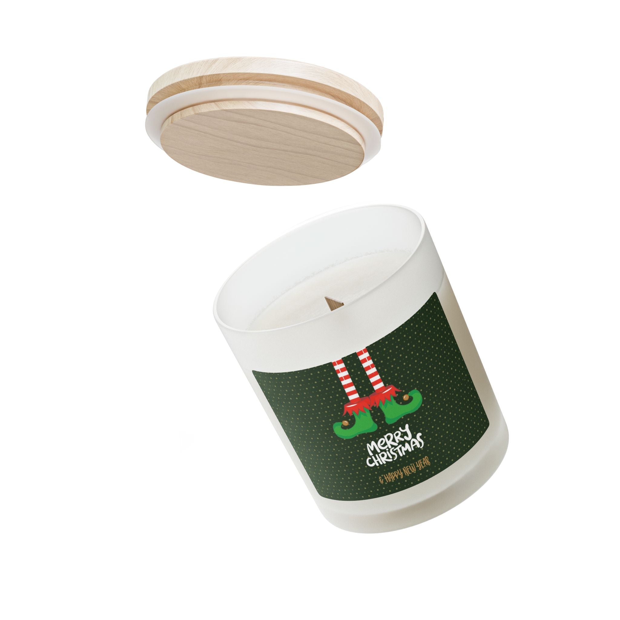 Christmas Elf Themed Candle - 11oz Frosted Glass - Love & Latte Co.