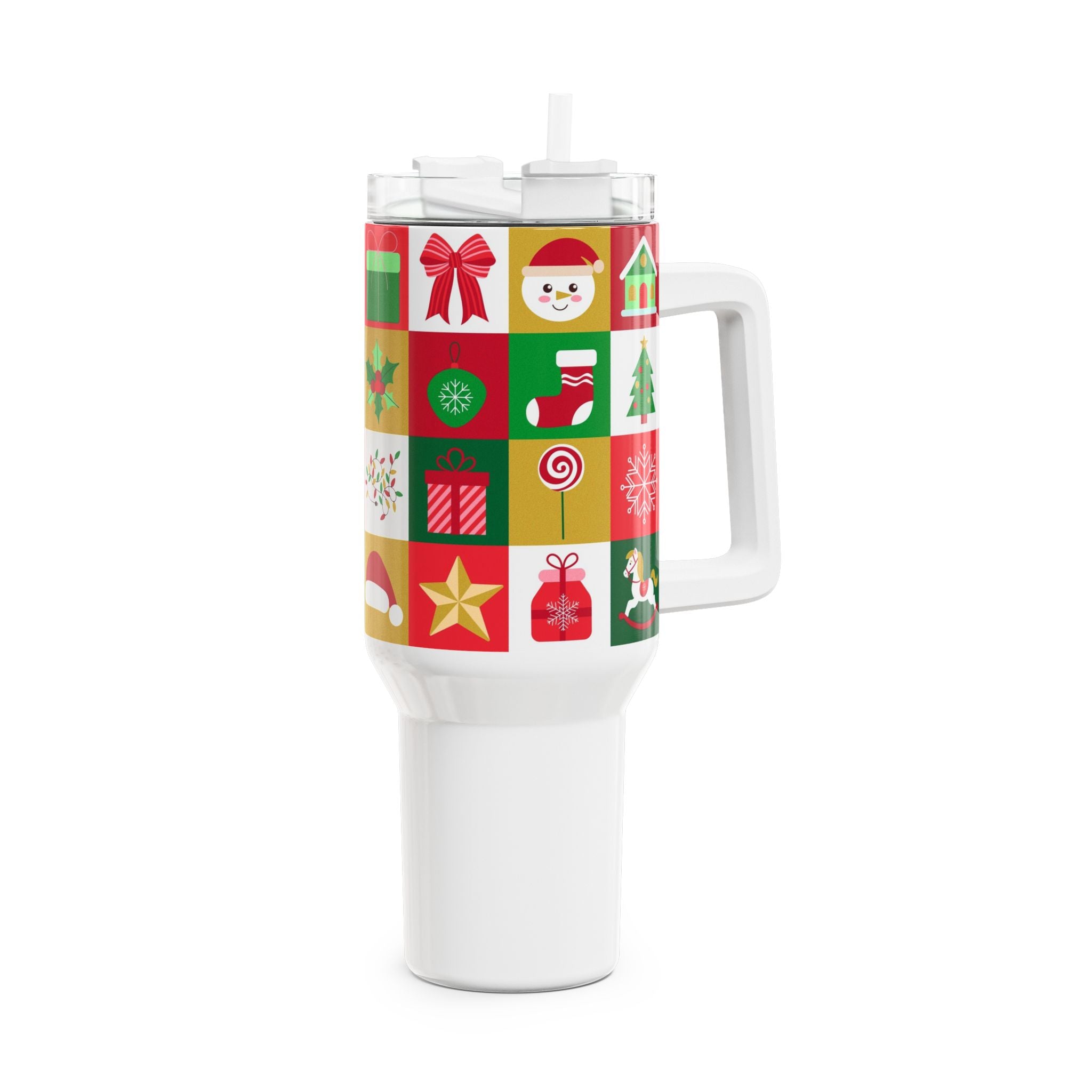 Christmas Themed 40oz Tumbler with Straw - Holiday Cheer Drinkware - Love & Latte Co.