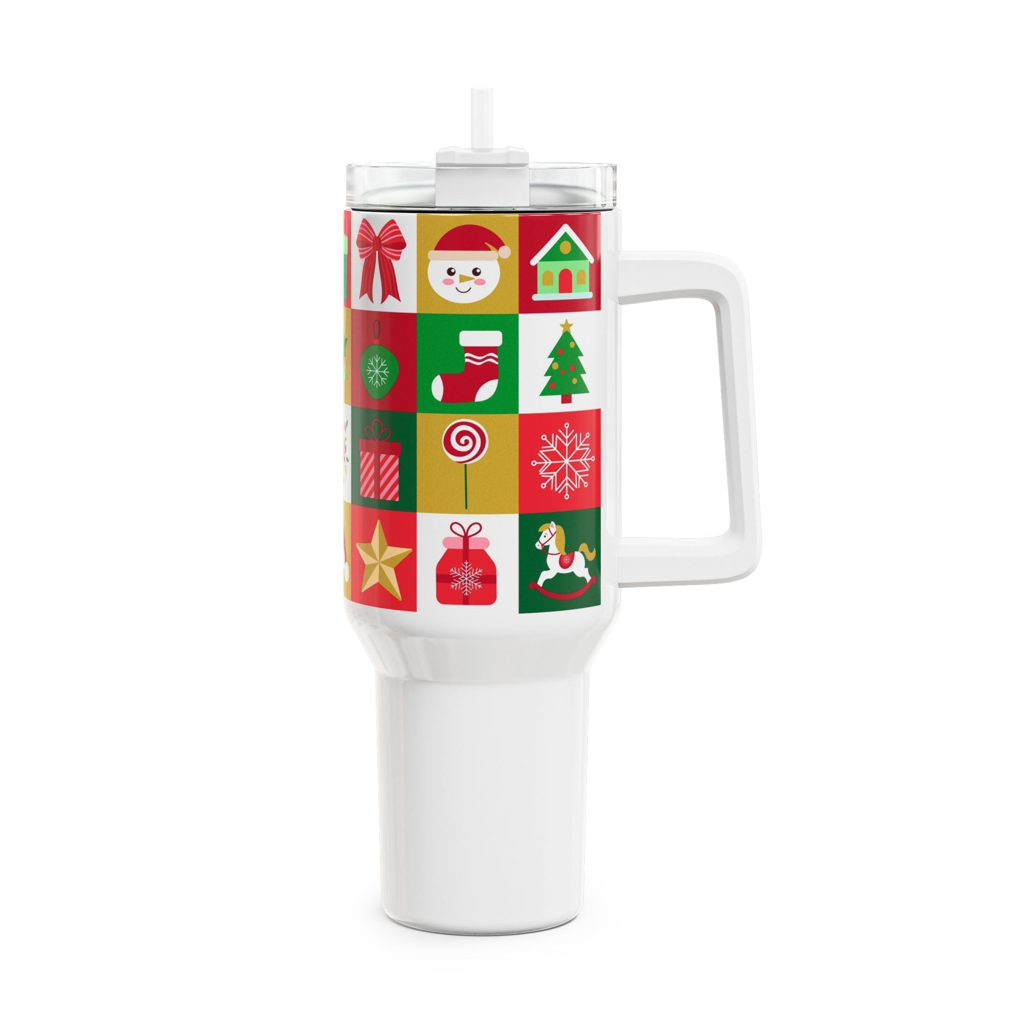 Christmas Themed 40oz Tumbler with Straw - Holiday Cheer Drinkware - Love & Latte Co.