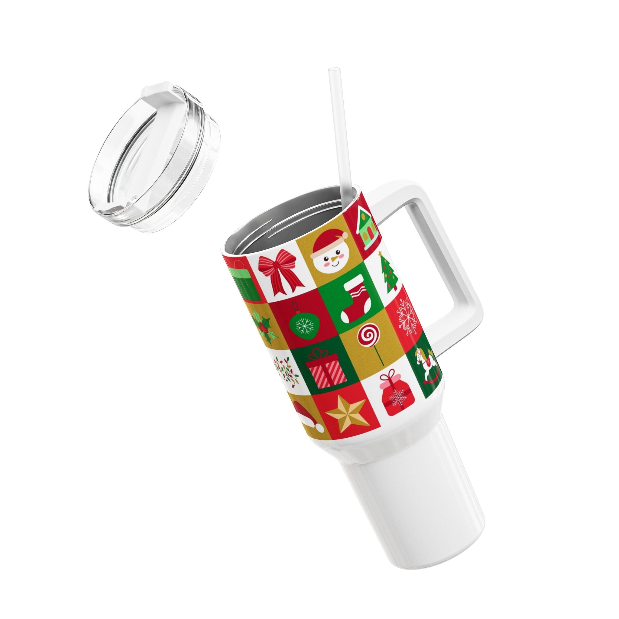 Christmas Themed 40oz Tumbler with Straw - Holiday Cheer Drinkware - Love & Latte Co.