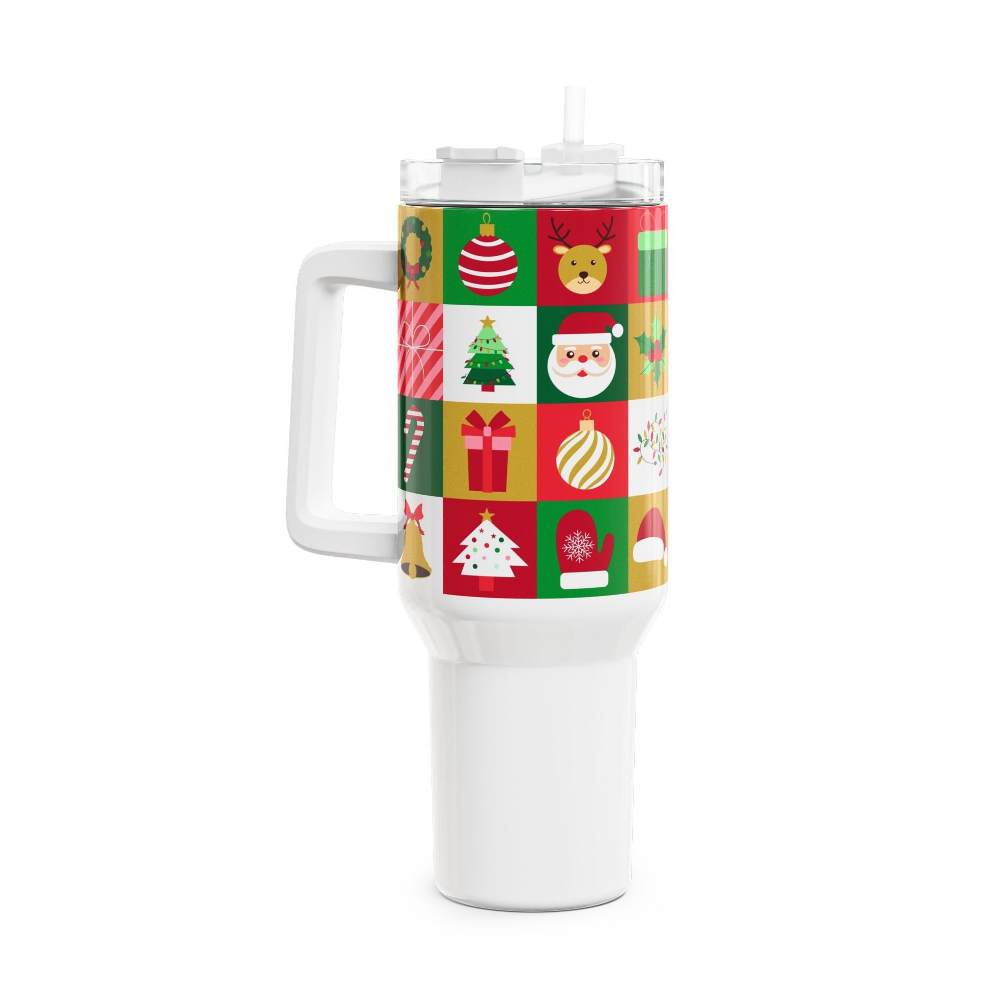 Christmas Themed 40oz Tumbler with Straw - Holiday Cheer Drinkware - Love & Latte Co.