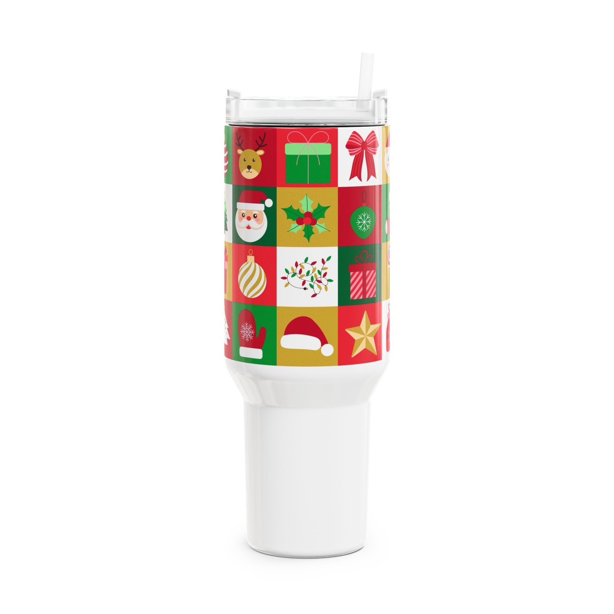Christmas Themed 40oz Tumbler with Straw - Holiday Cheer Drinkware - Love & Latte Co.