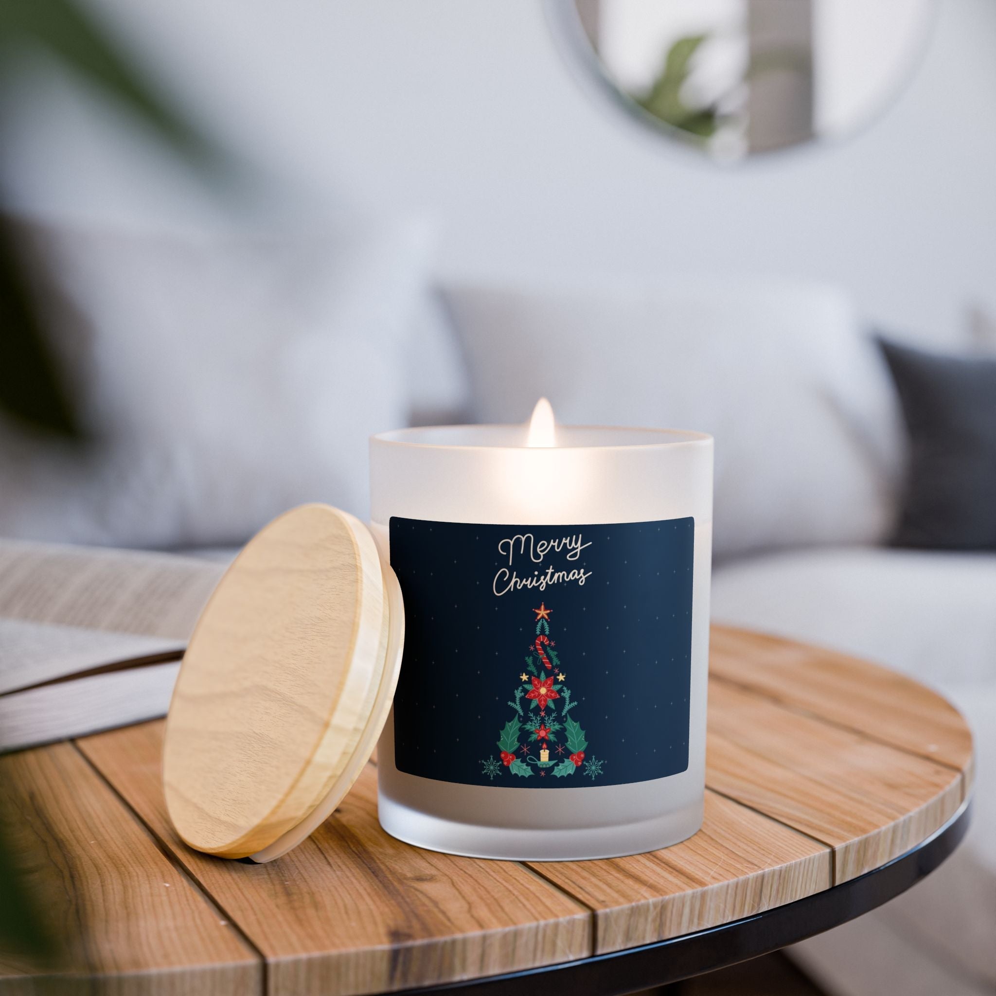 Christmas Tree Frosted Glass Candle - 11oz - Love & Latte Co.