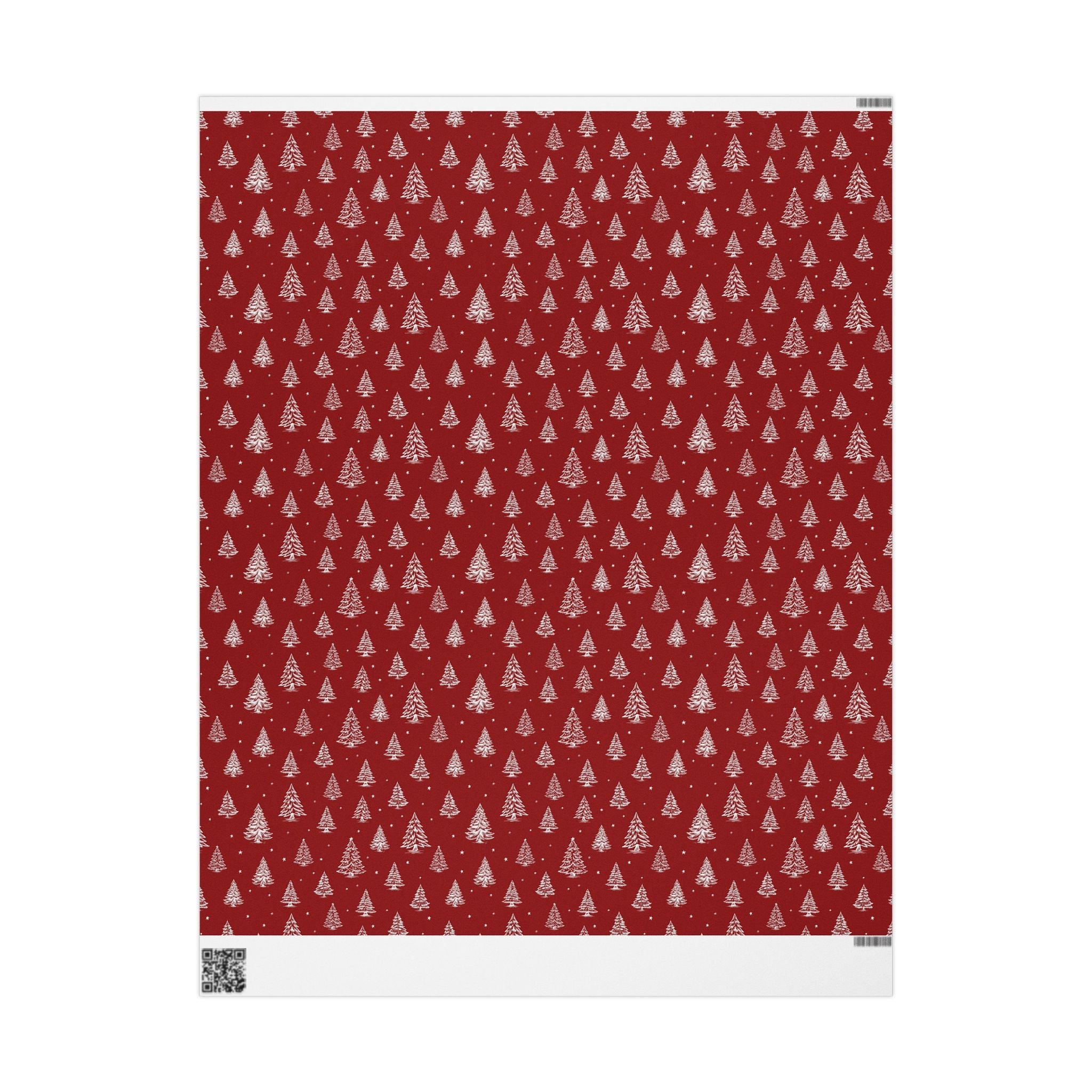 Christmas Wrapping Paper Roll - Festive Red Design with Trees & Stars - Love & Latte Co.