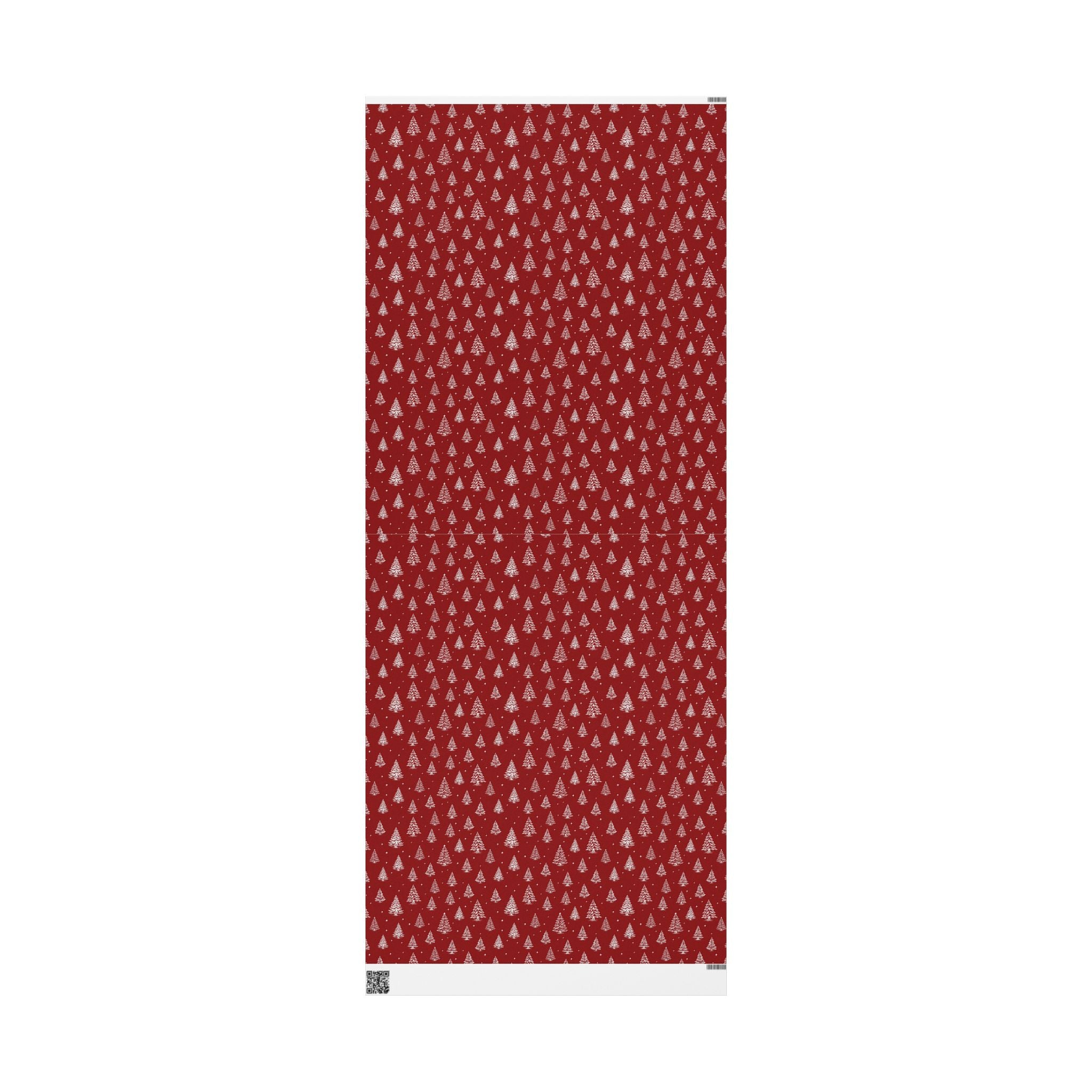 Christmas Wrapping Paper Roll - Festive Red Design with Trees & Stars - Love & Latte Co.