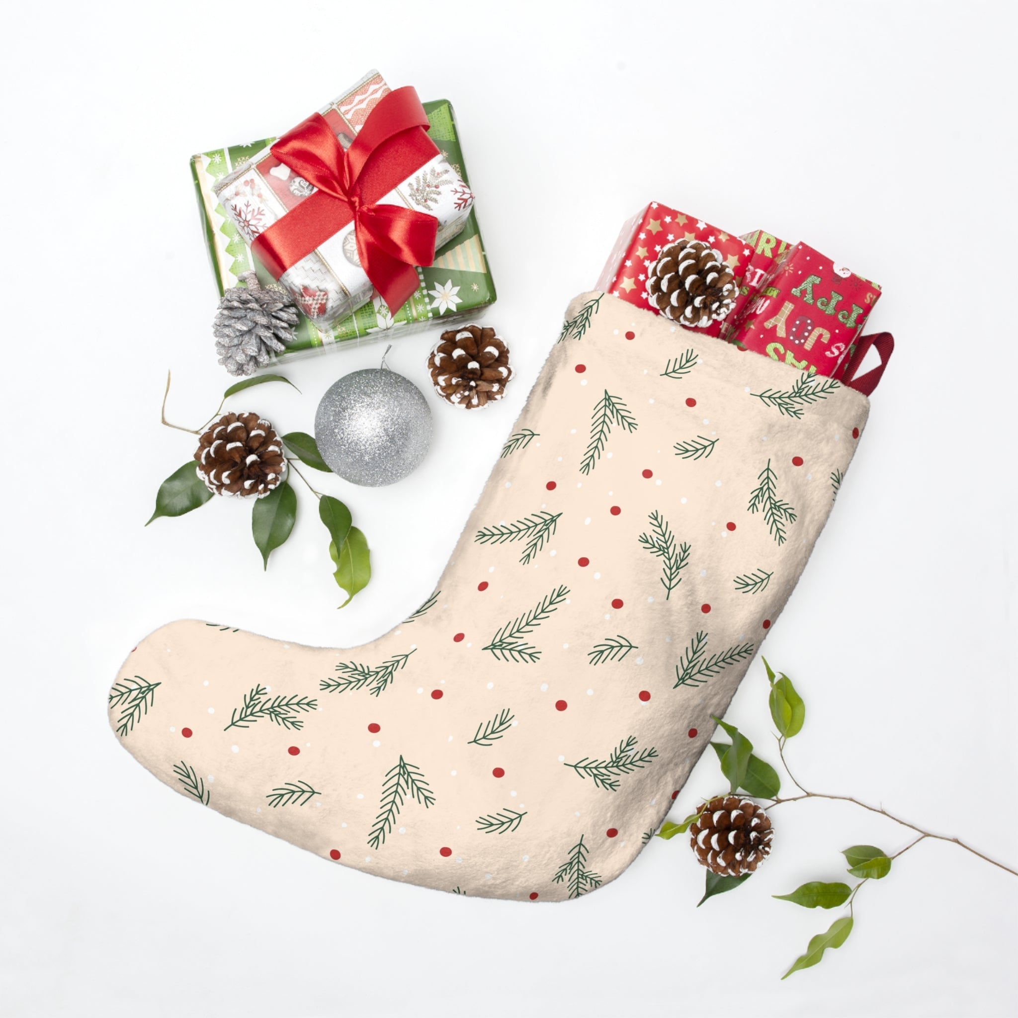 Cozy Christmas Stocking – Plush Holiday Fireplace Décor - Love & Latte Co.