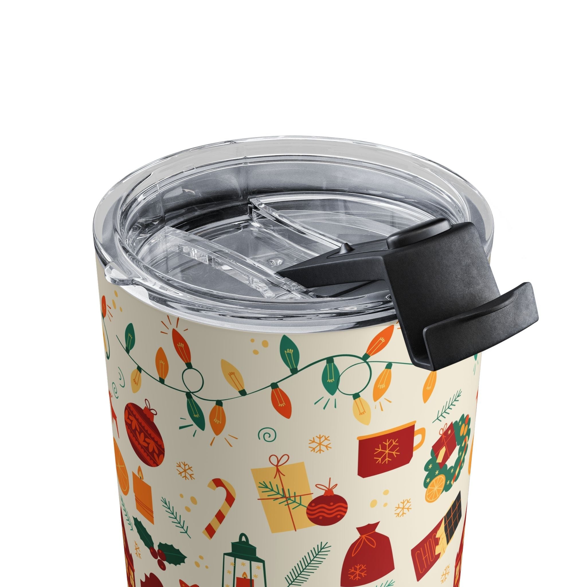 Cup of Wonder: Holiday Cheer Tumbler 10oz - Festive Drinkware with Christmas Lights and Gifts Design - Love & Latte Co.