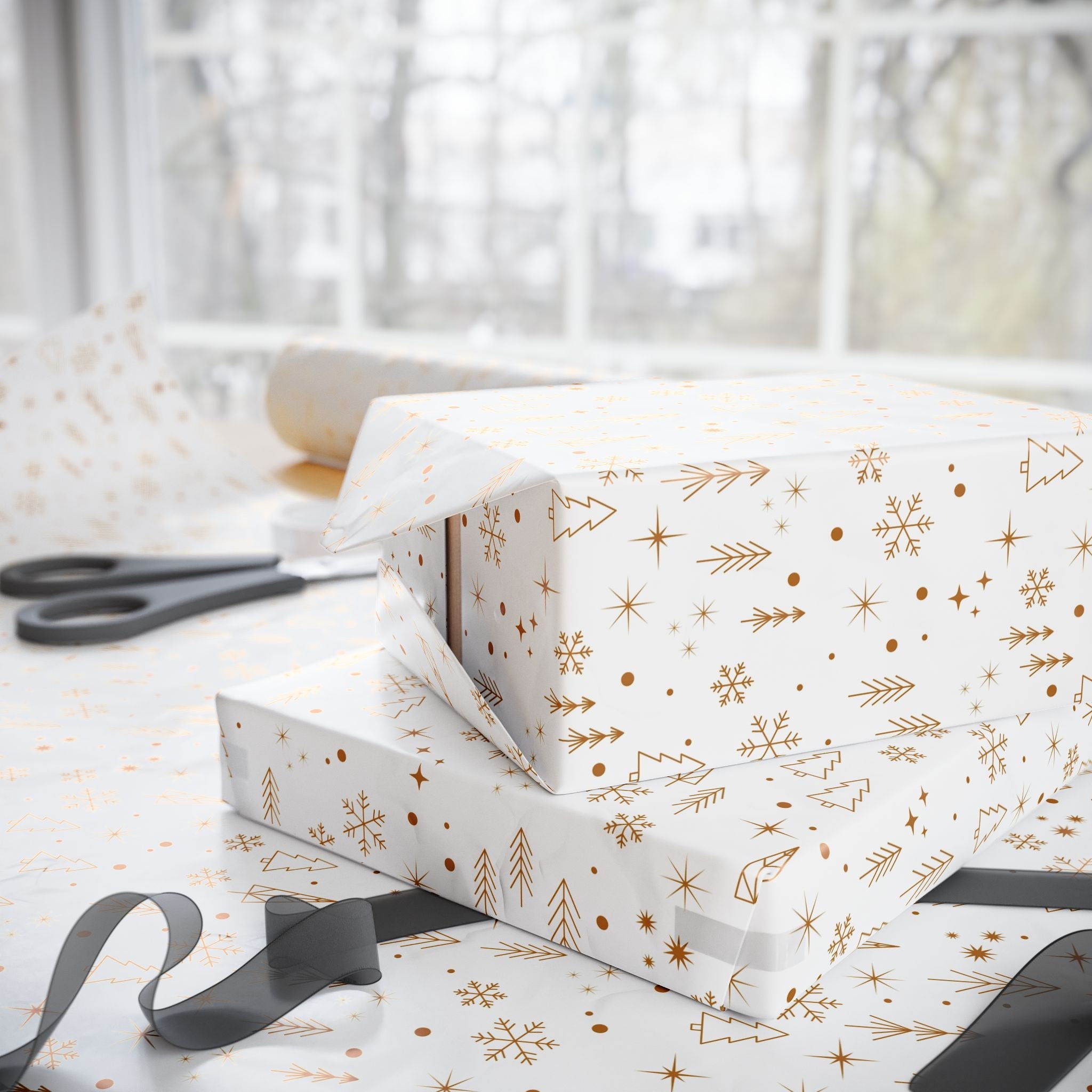 Elegant Holiday Wrapping Paper - Gold Foil Designs for Christmas and Special Occasions - Love & Latte Co.