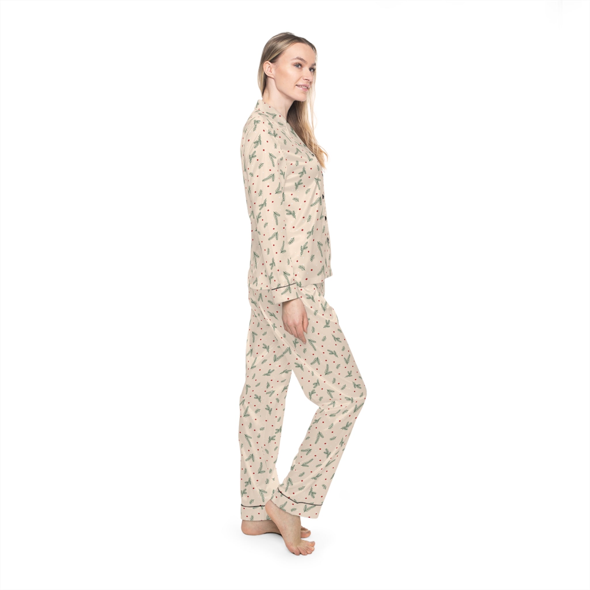 Elegant Satin Pajamas – Holiday Nightwear for Cozy Evenings In: Merry & Midnight Satin - Love & Latte Co.