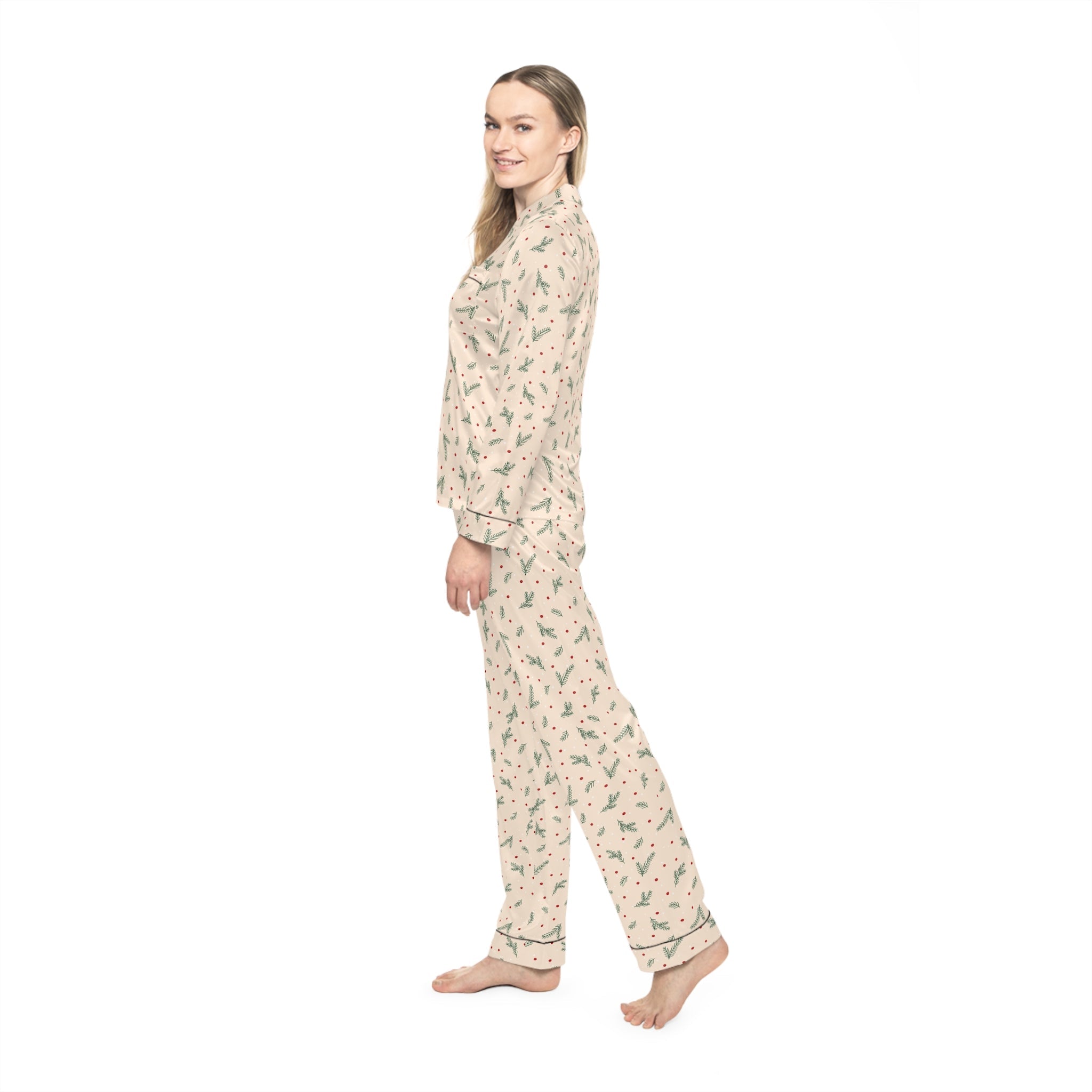 Elegant Satin Pajamas – Holiday Nightwear for Cozy Evenings In: Merry & Midnight Satin - Love & Latte Co.