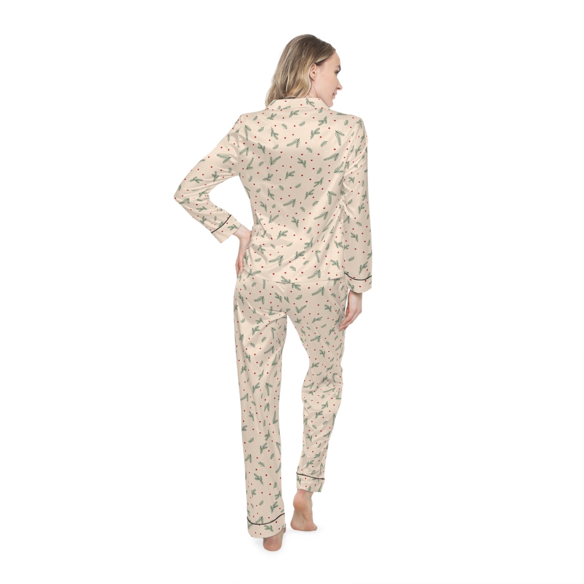 Elegant Satin Pajamas – Holiday Nightwear for Cozy Evenings In: Merry & Midnight Satin - Love & Latte Co.