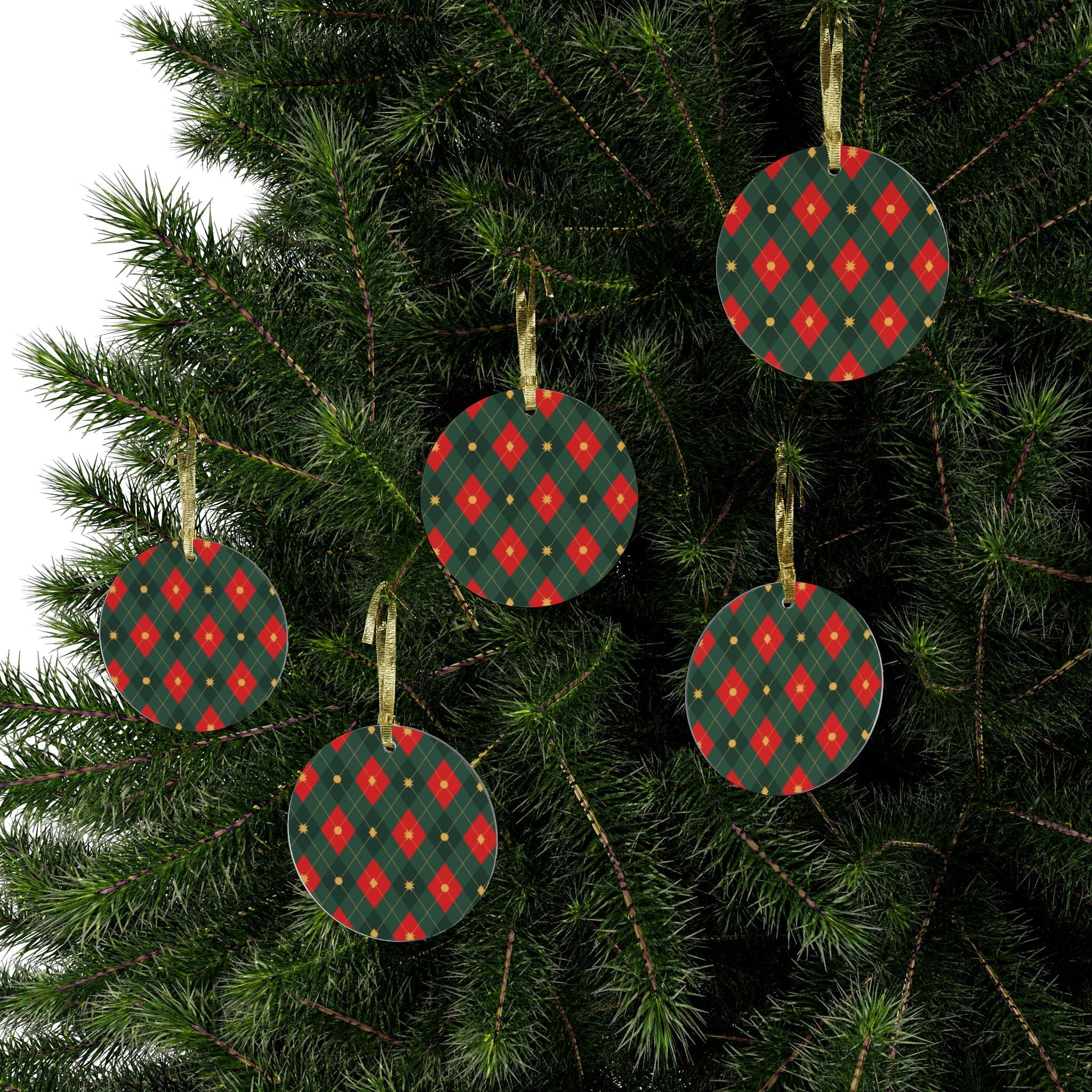 Festive Acrylic Ornaments - Holiday Decor with Diamond Pattern - Love & Latte Co.