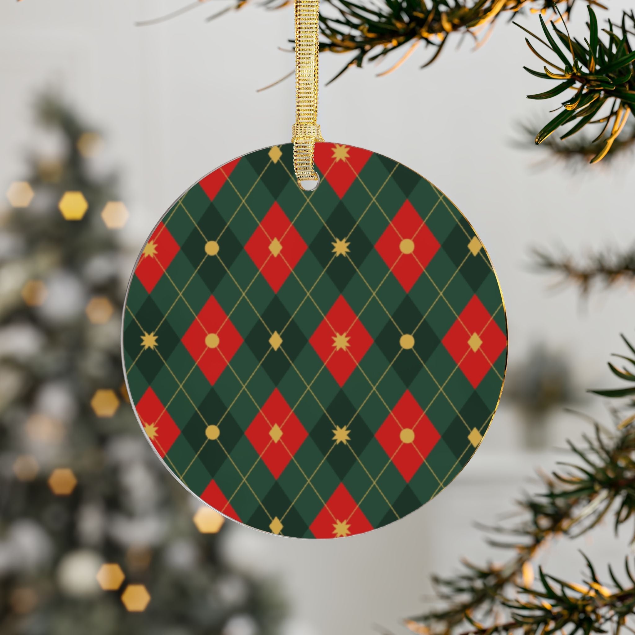 Festive Acrylic Ornaments - Holiday Decor with Diamond Pattern - Love & Latte Co.
