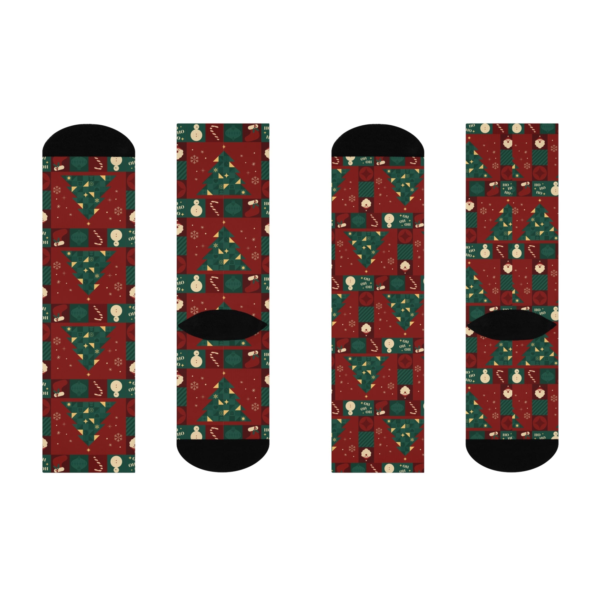 Festive Cushioned Crew Socks - Holiday Cheer Design - Love & Latte Co.