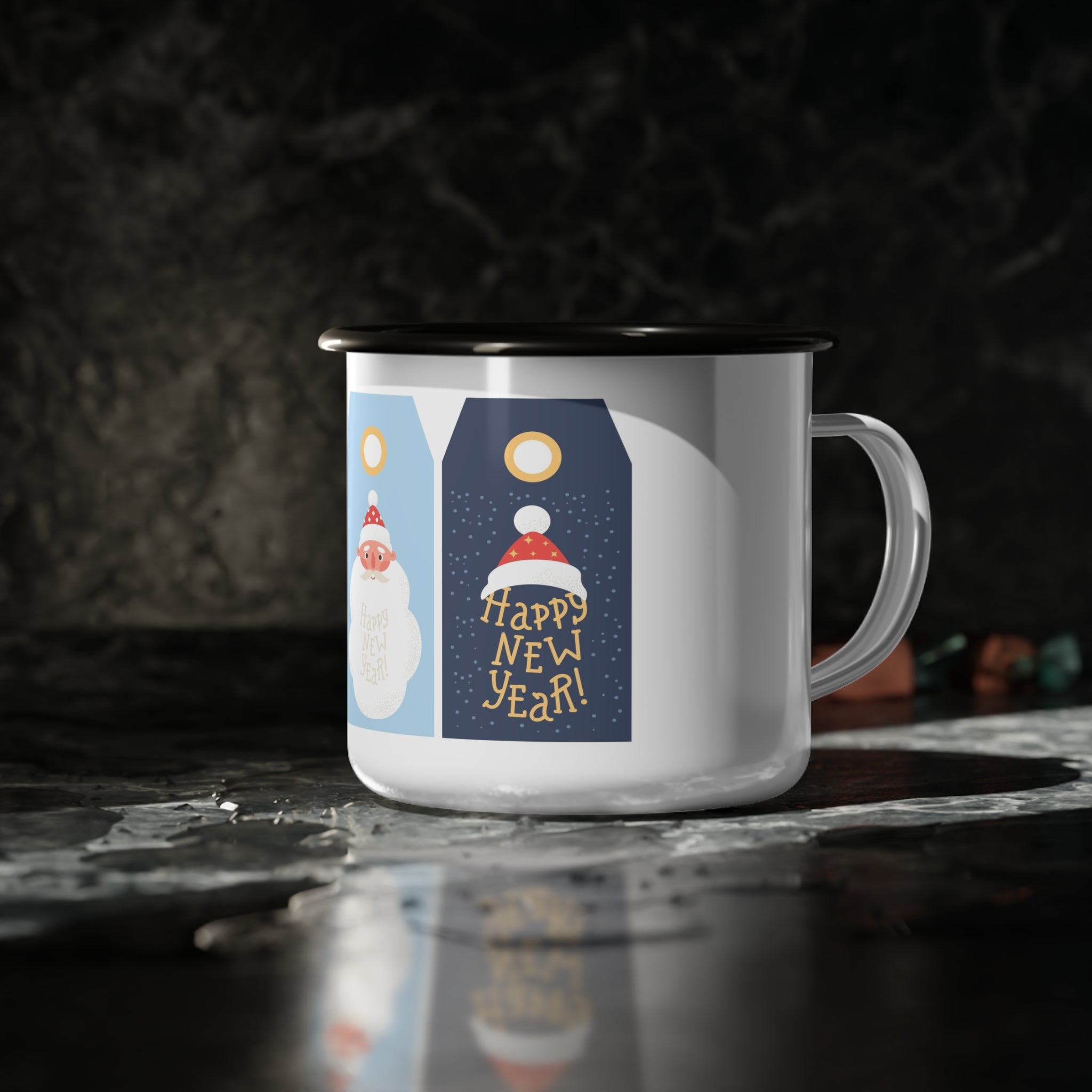 Festive Enamel Camp Cup - Holiday Cheer and New Year Wishes - Love & Latte Co.