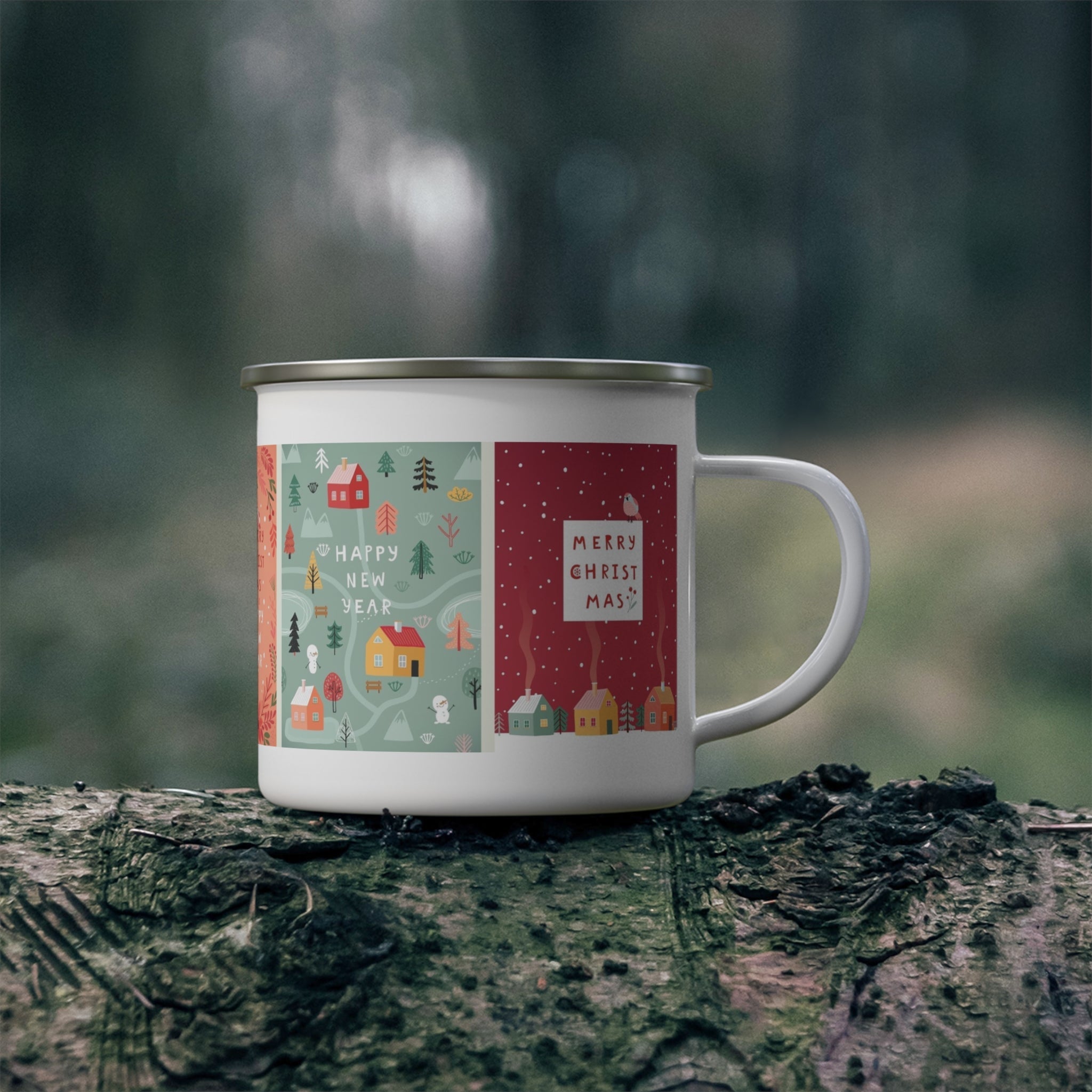 Festive Enamel Camping Mug for Holiday Adventures - Love & Latte Co.