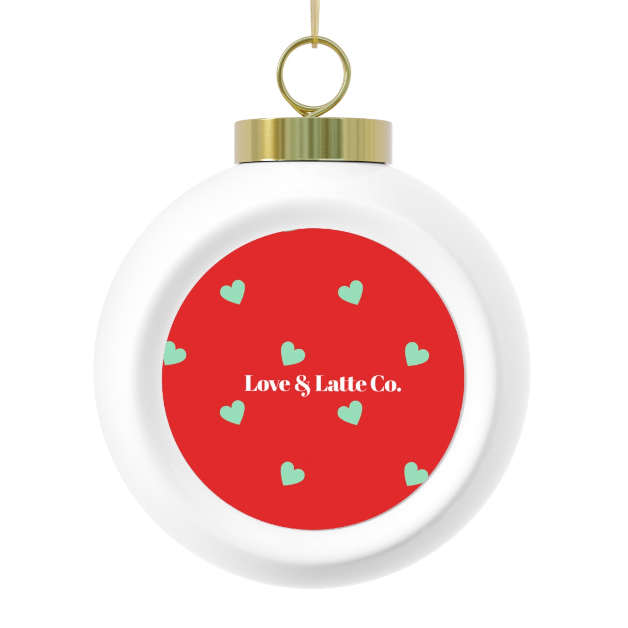 Festive Heart & Poinsettia Christmas Ball Ornament - Holiday Decor for Family Celebrations - Love & Latte Co.