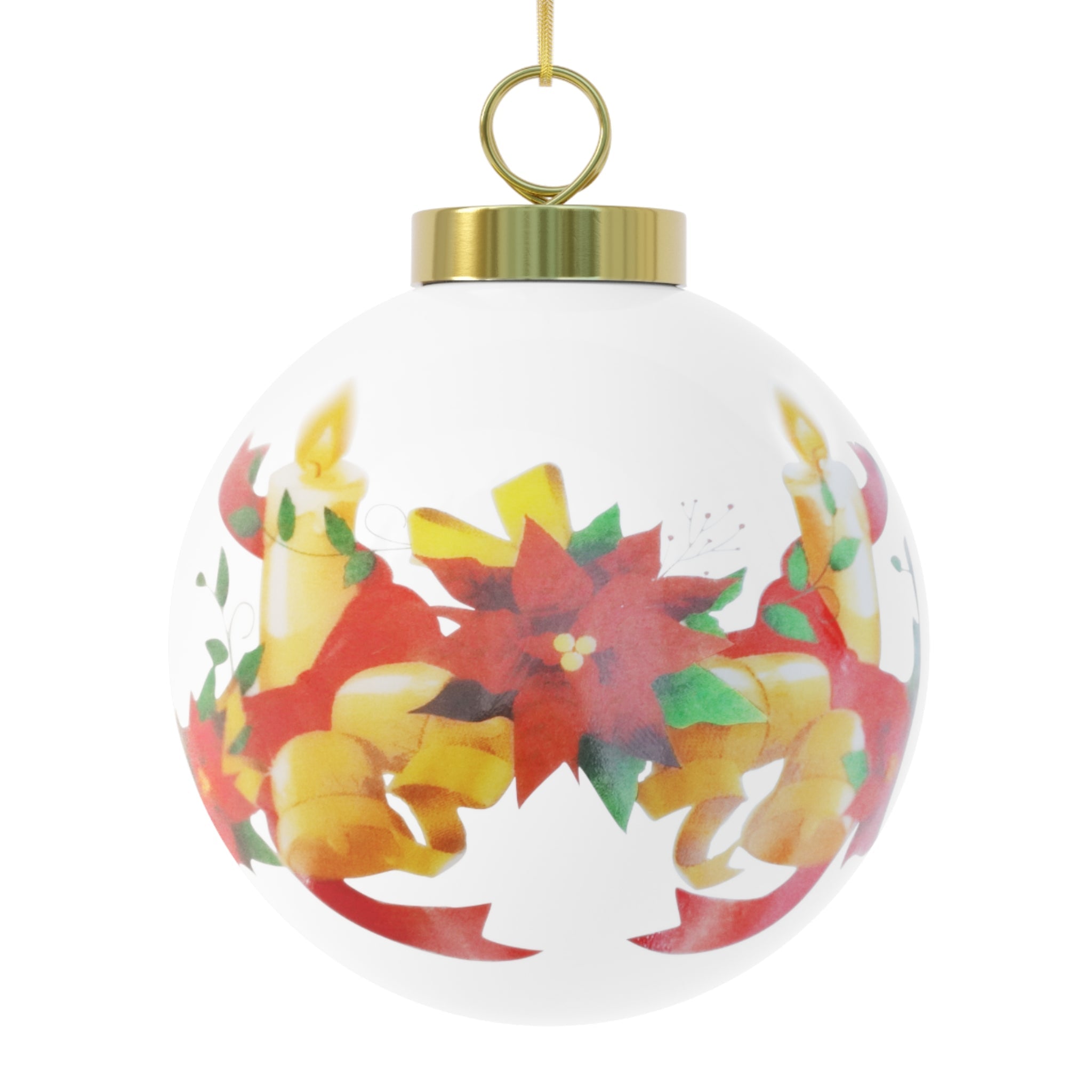 Festive Heart & Poinsettia Christmas Ball Ornament - Holiday Decor for Family Celebrations - Love & Latte Co.
