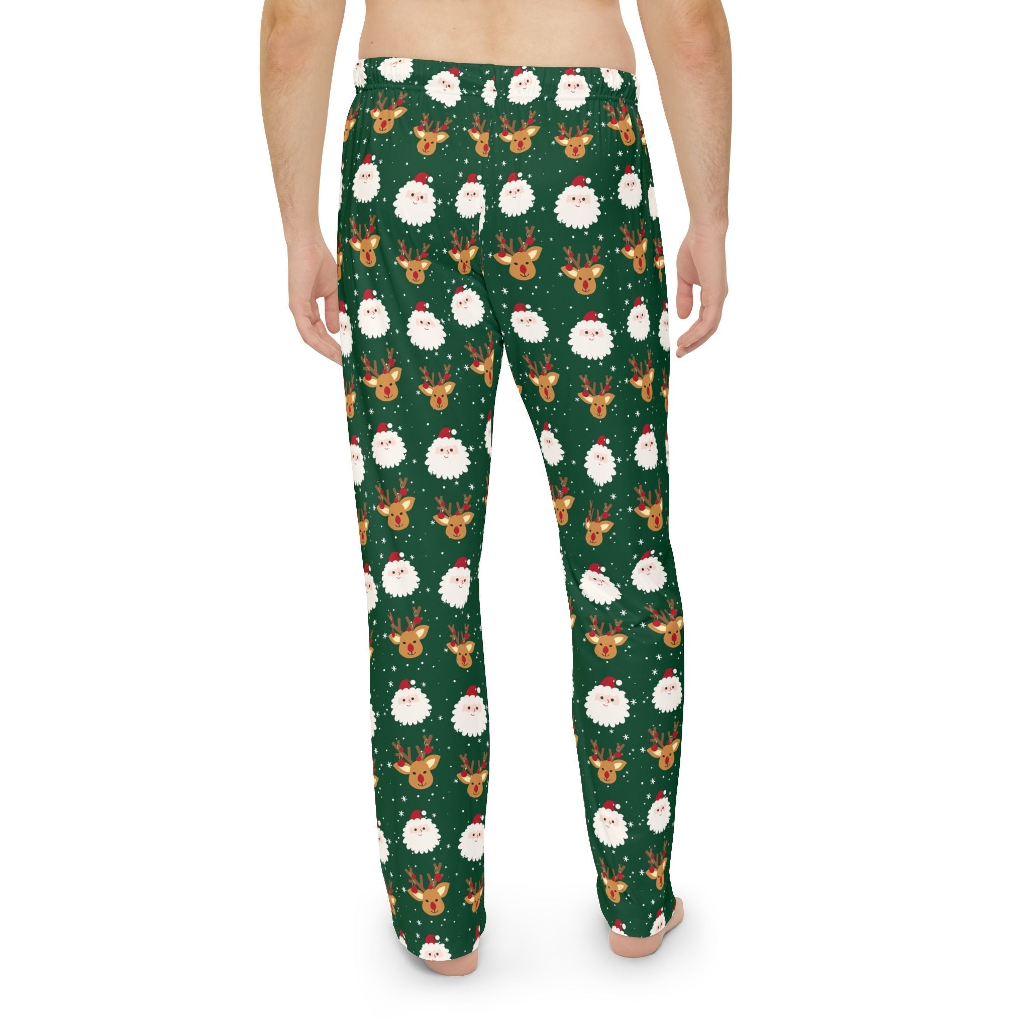 Festive Santa : Pajama Pants for Men - All Over PrintsGreen# Holiday