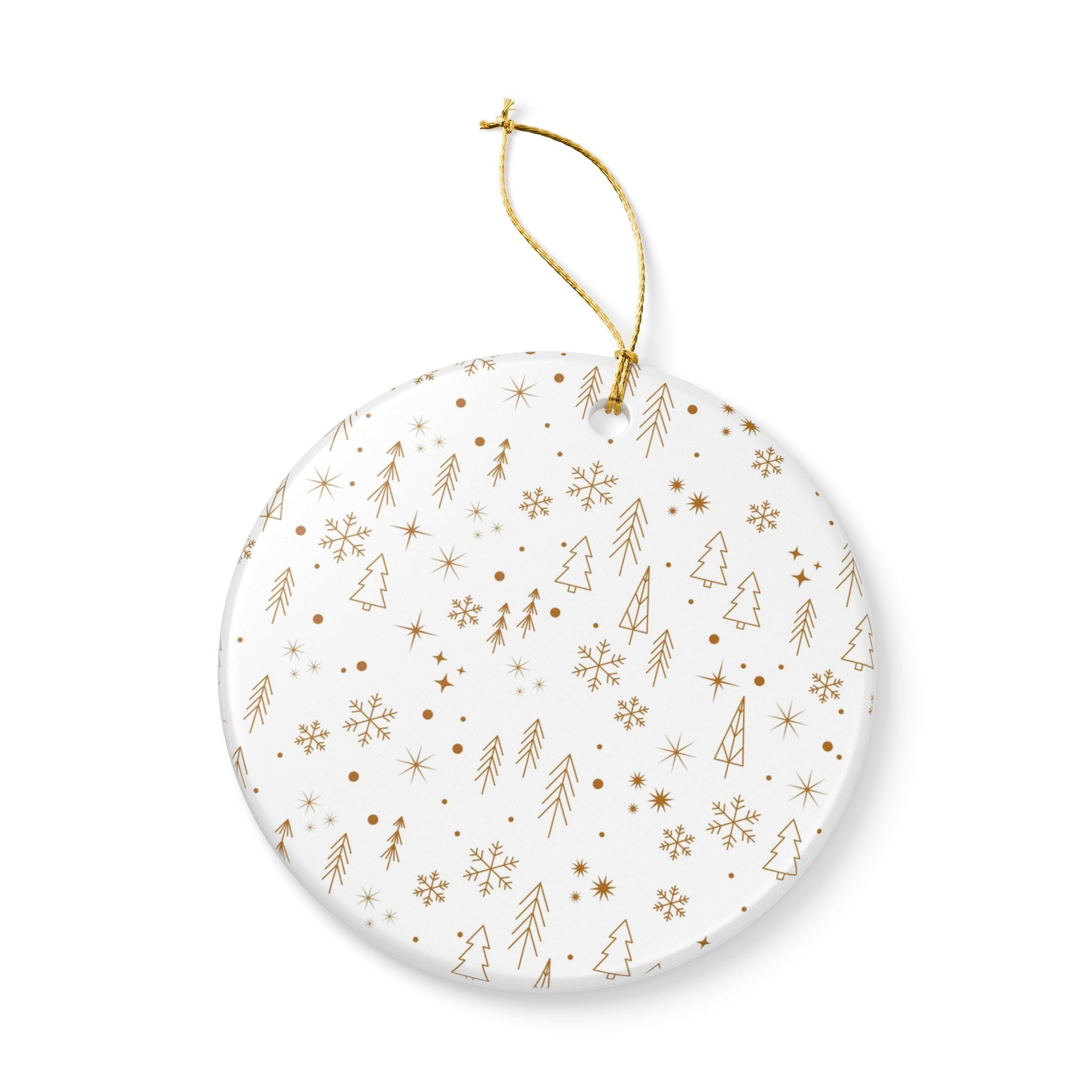 Gold - Patterned Ceramic Christmas Ornament - Love & Latte Co.