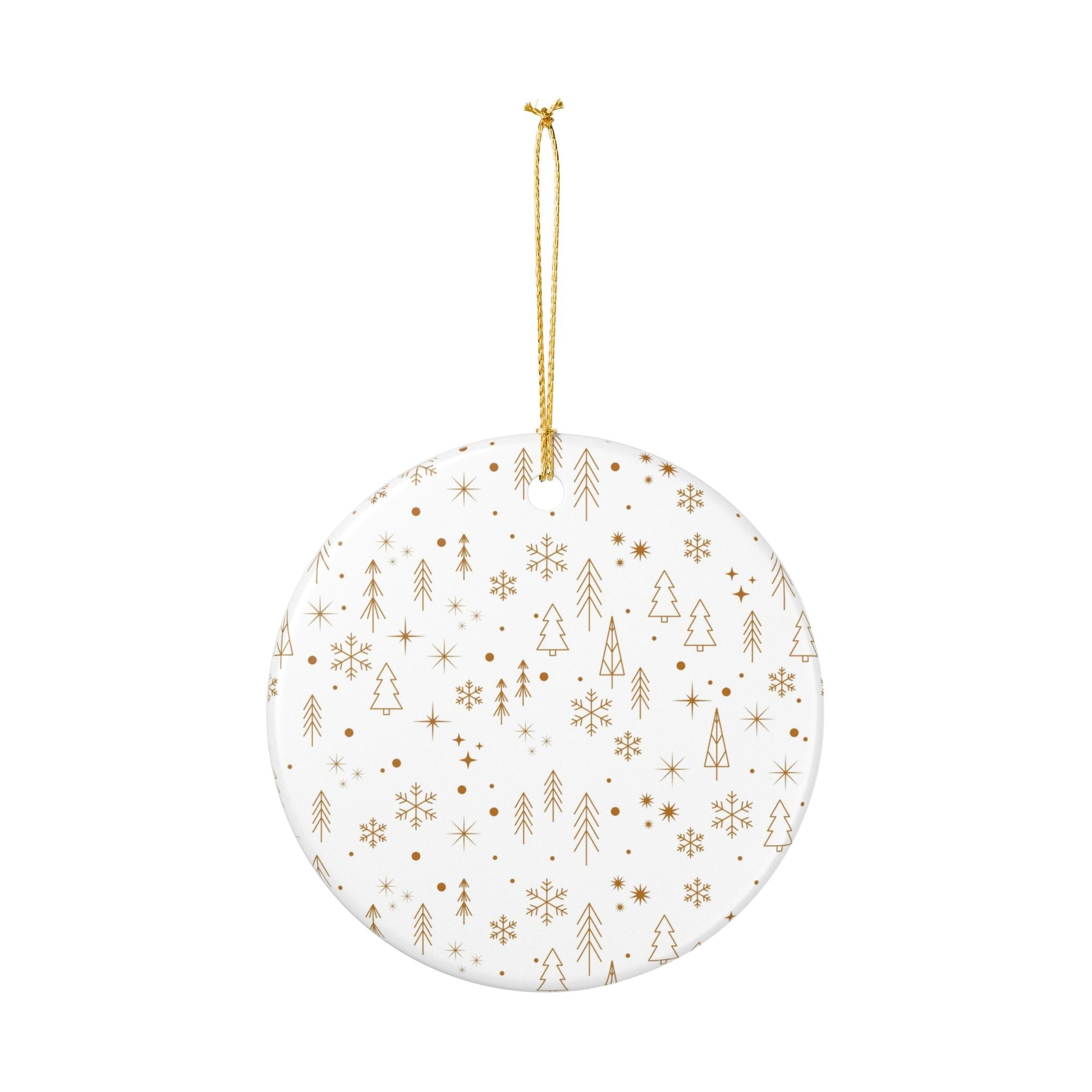 Gold - Patterned Ceramic Christmas Ornament - Love & Latte Co.