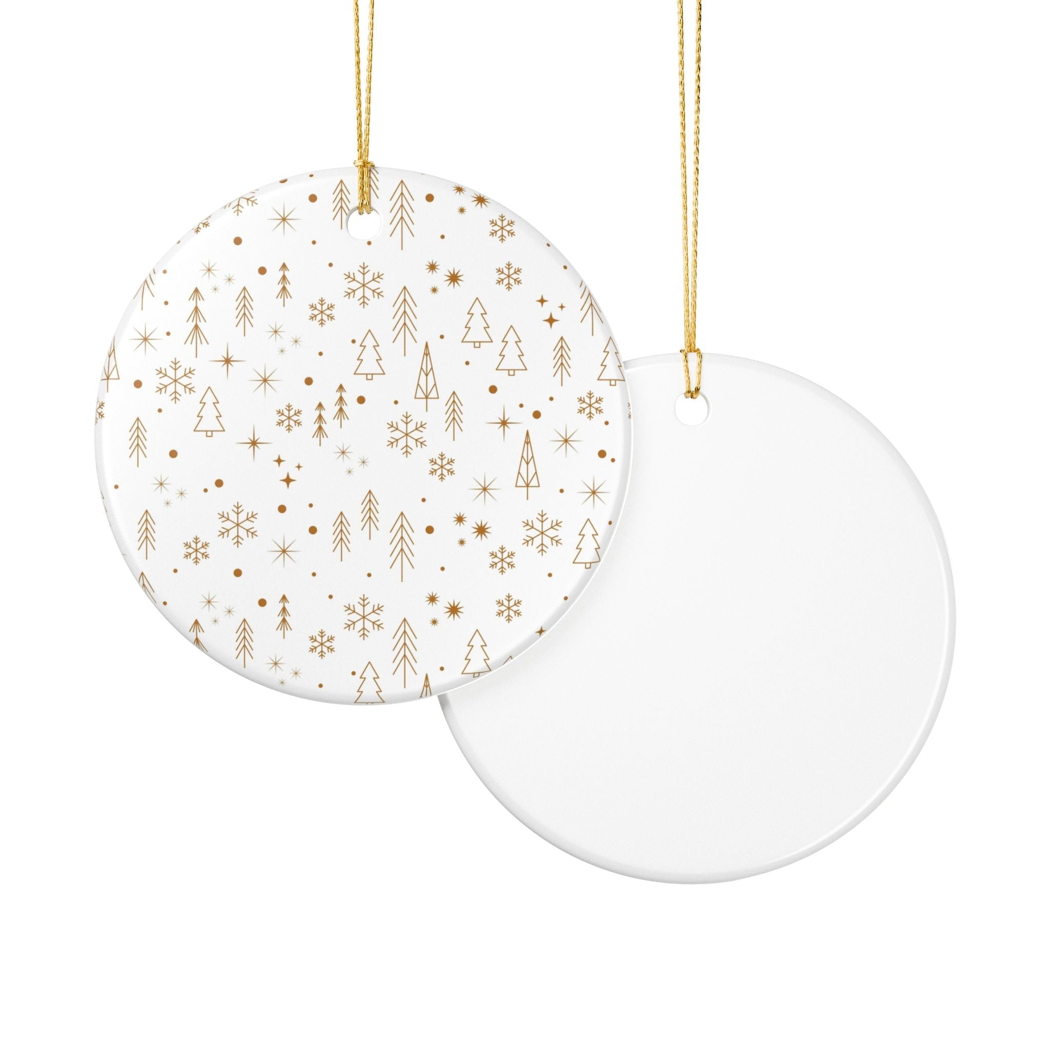 Gold - Patterned Ceramic Christmas Ornament - Love & Latte Co.