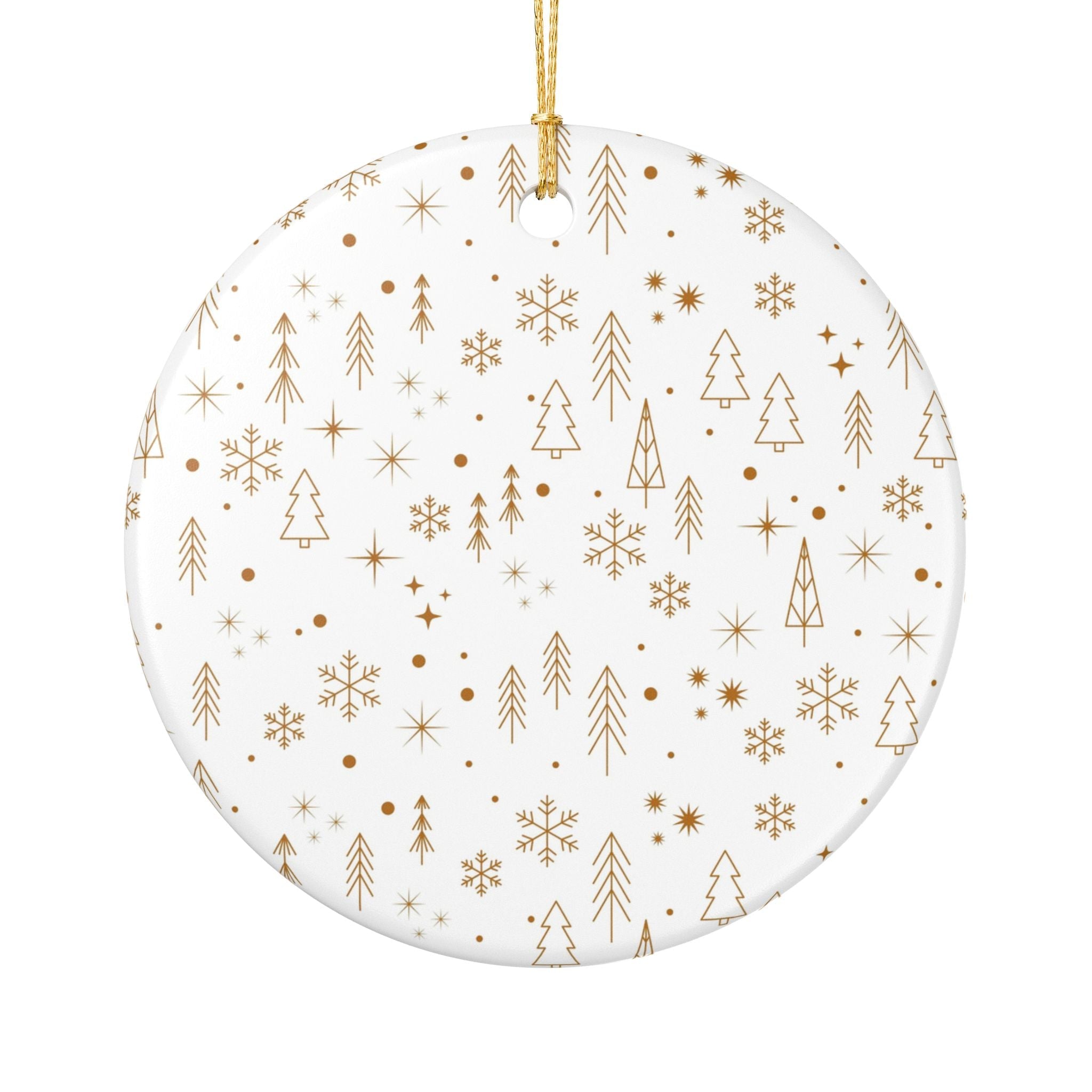 Gold - Patterned Ceramic Christmas Ornament - Love & Latte Co.