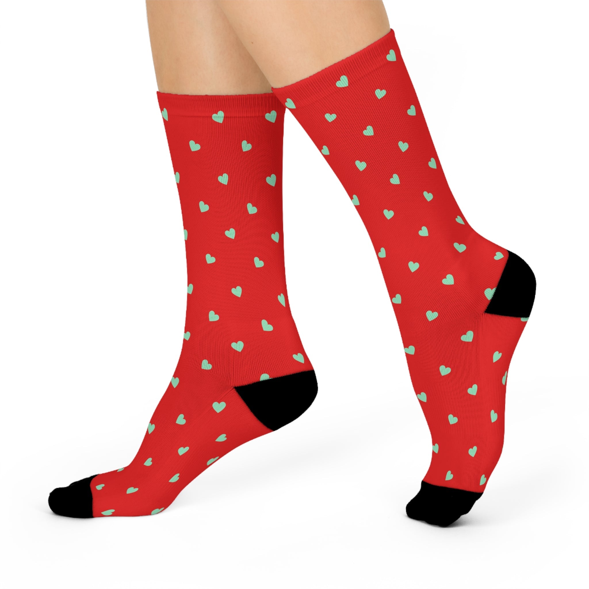 Heart Pattern Cushioned Crew Socks for Cozy Comfort - Love & Latte Co.