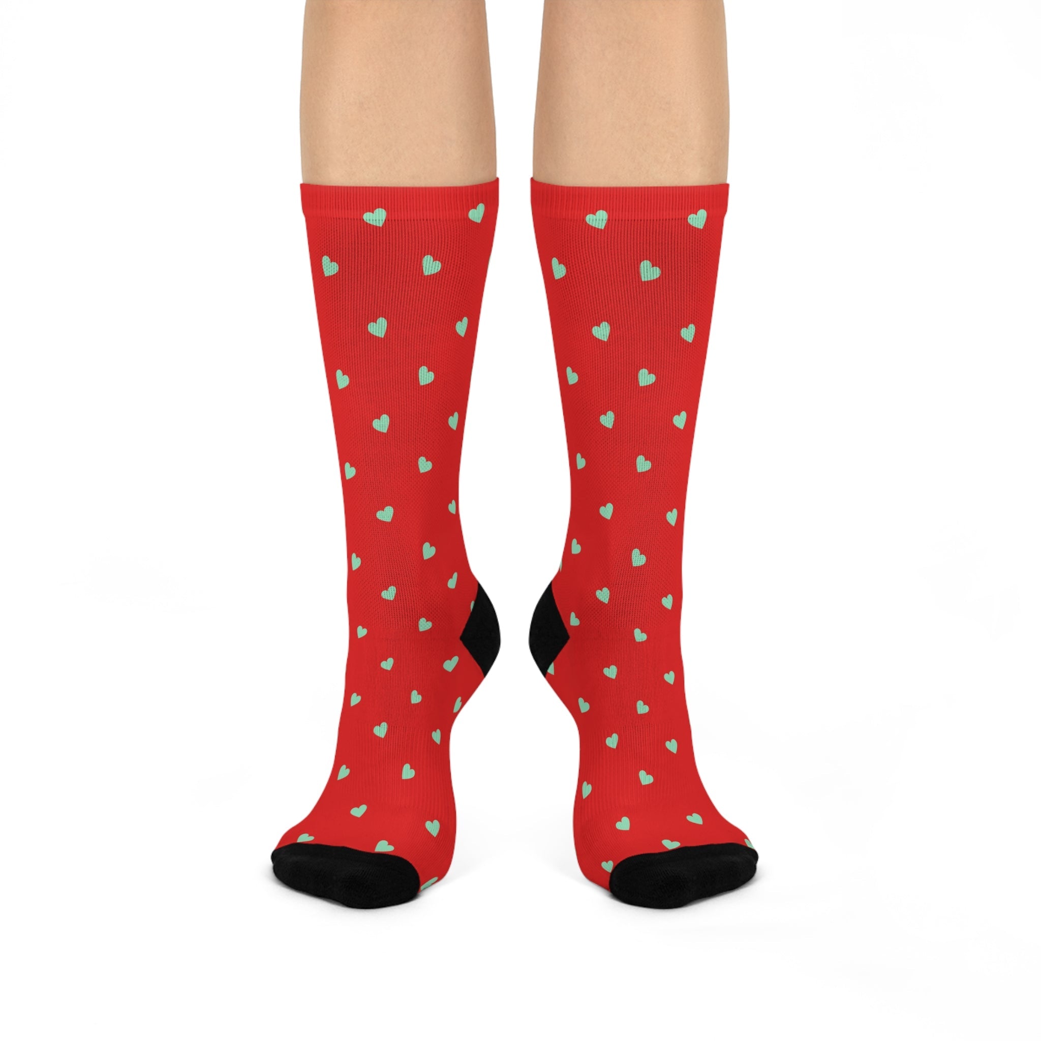 Heart Pattern Cushioned Crew Socks for Cozy Comfort - Love & Latte Co.