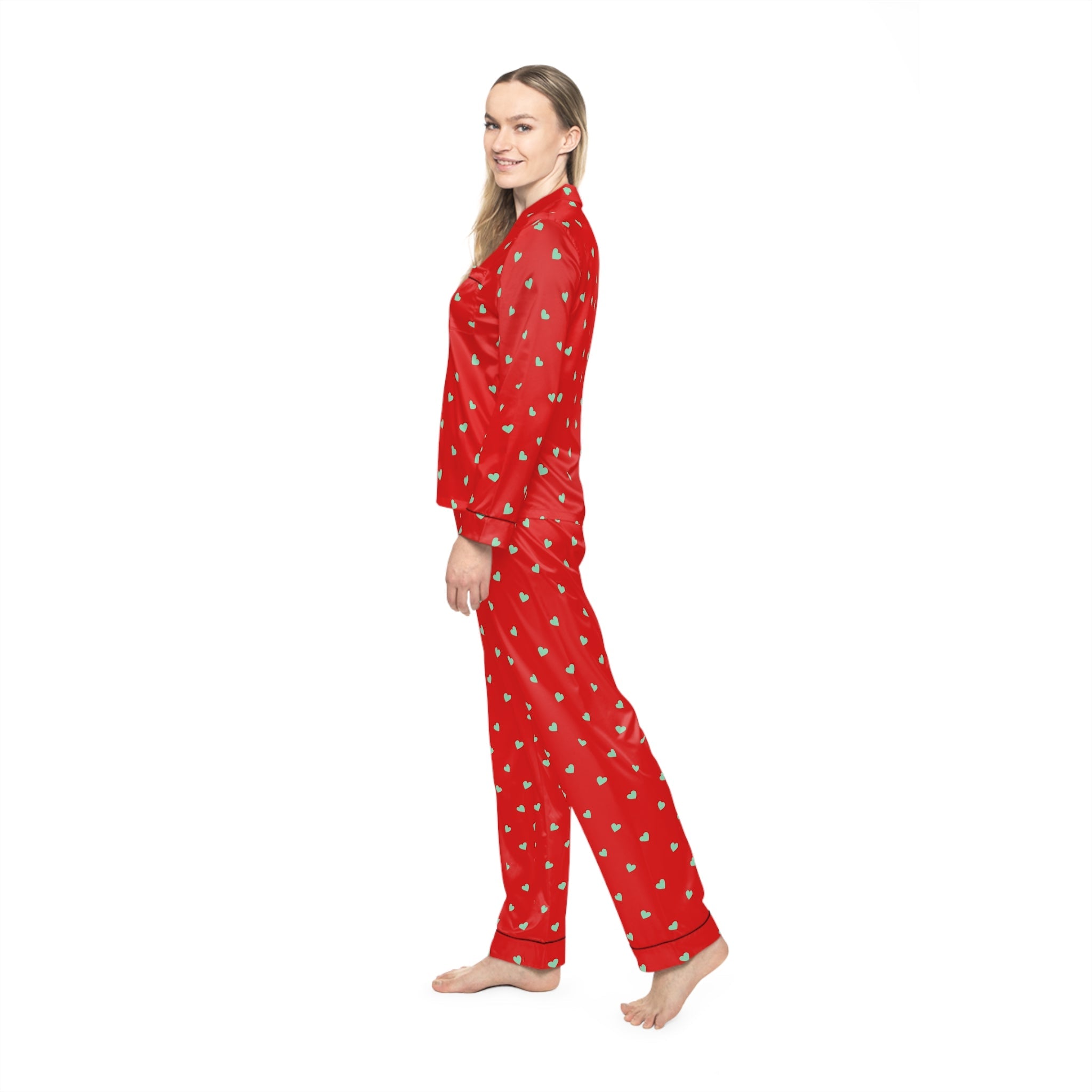 Holiday Satin Sleepwear Set – Elegant Winter Pajamas for Women : Cozy Eve Satin Set - Love & Latte Co.