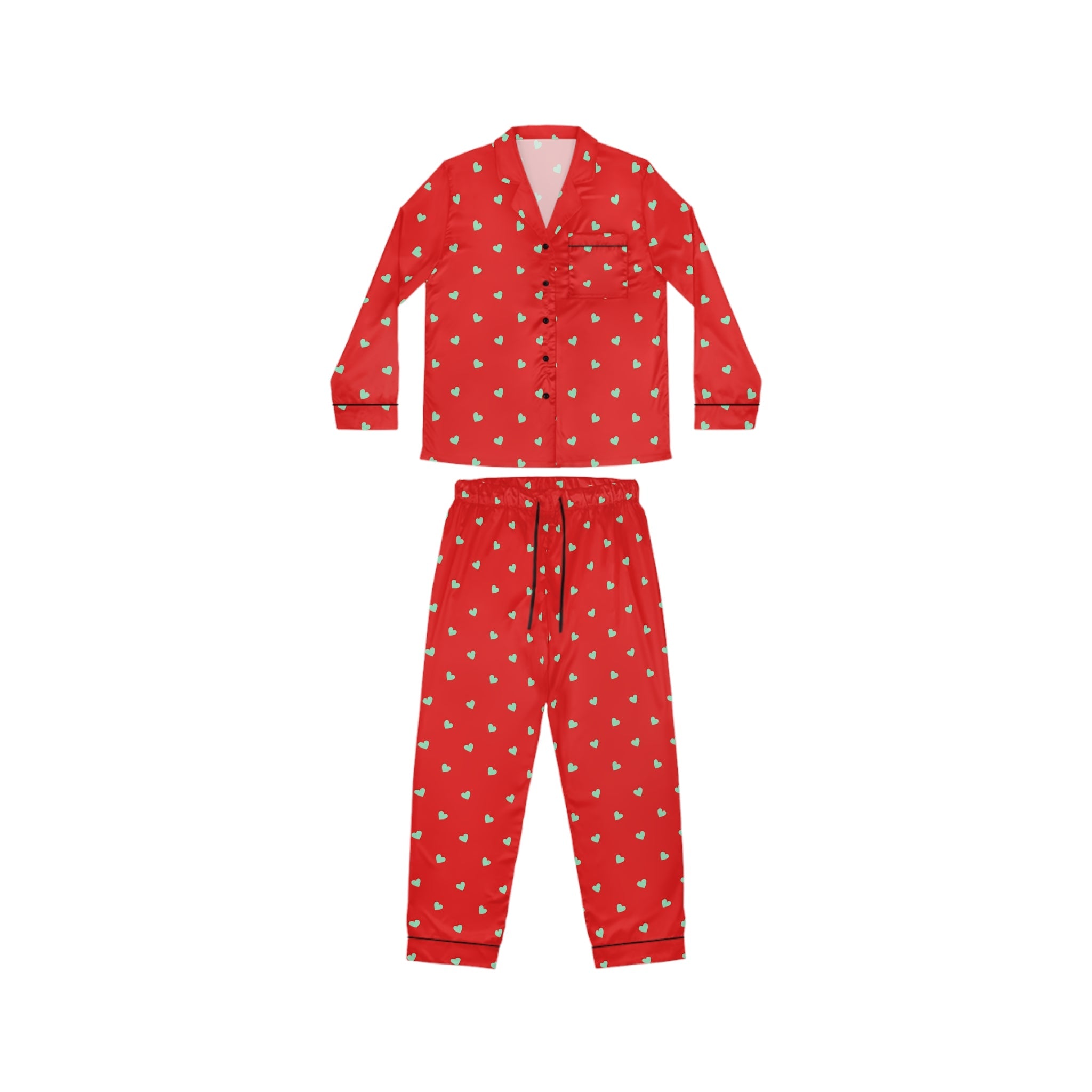 Holiday Satin Sleepwear Set – Elegant Winter Pajamas for Women : Cozy Eve Satin Set - Love & Latte Co.