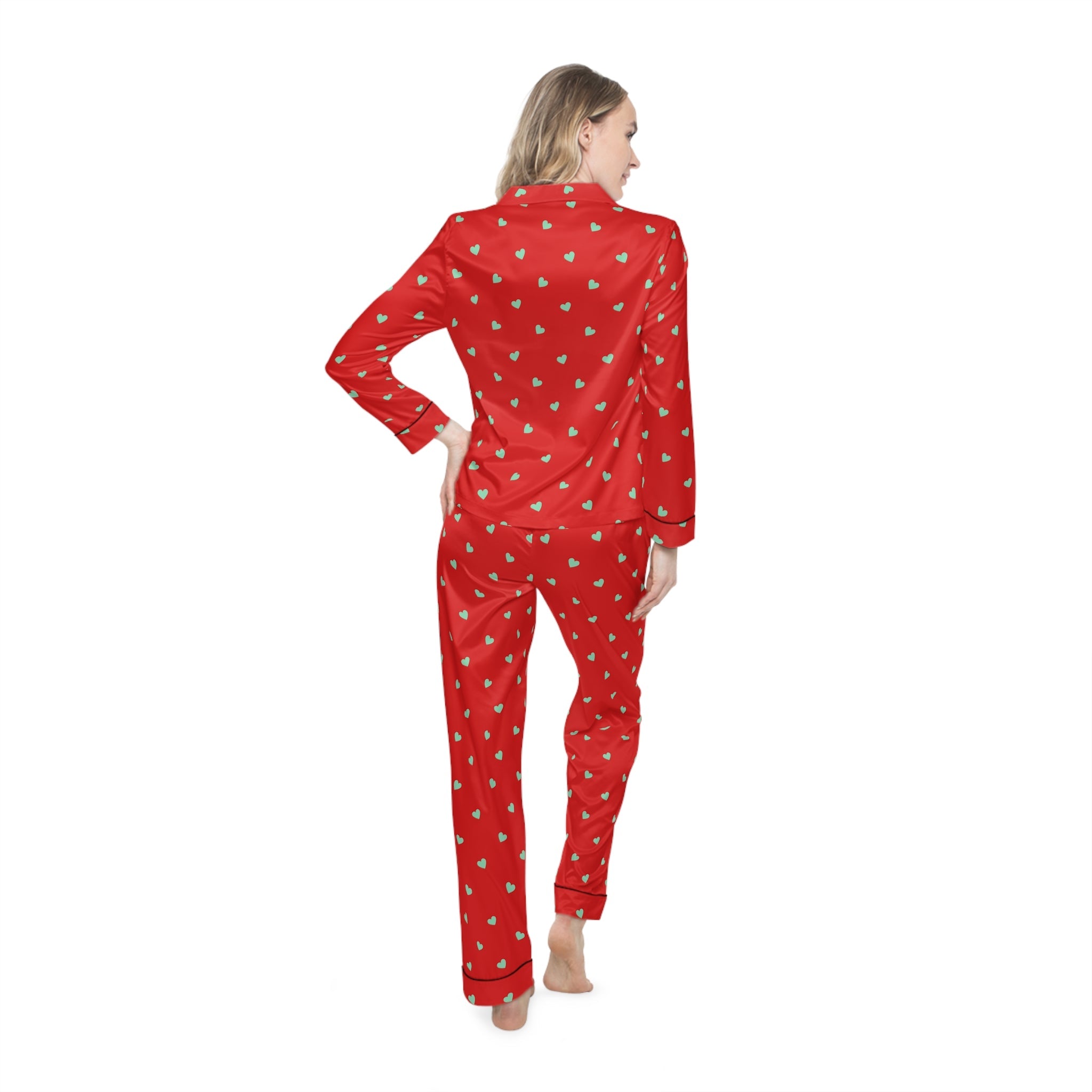 Holiday Satin Sleepwear Set – Elegant Winter Pajamas for Women : Cozy Eve Satin Set - Love & Latte Co.
