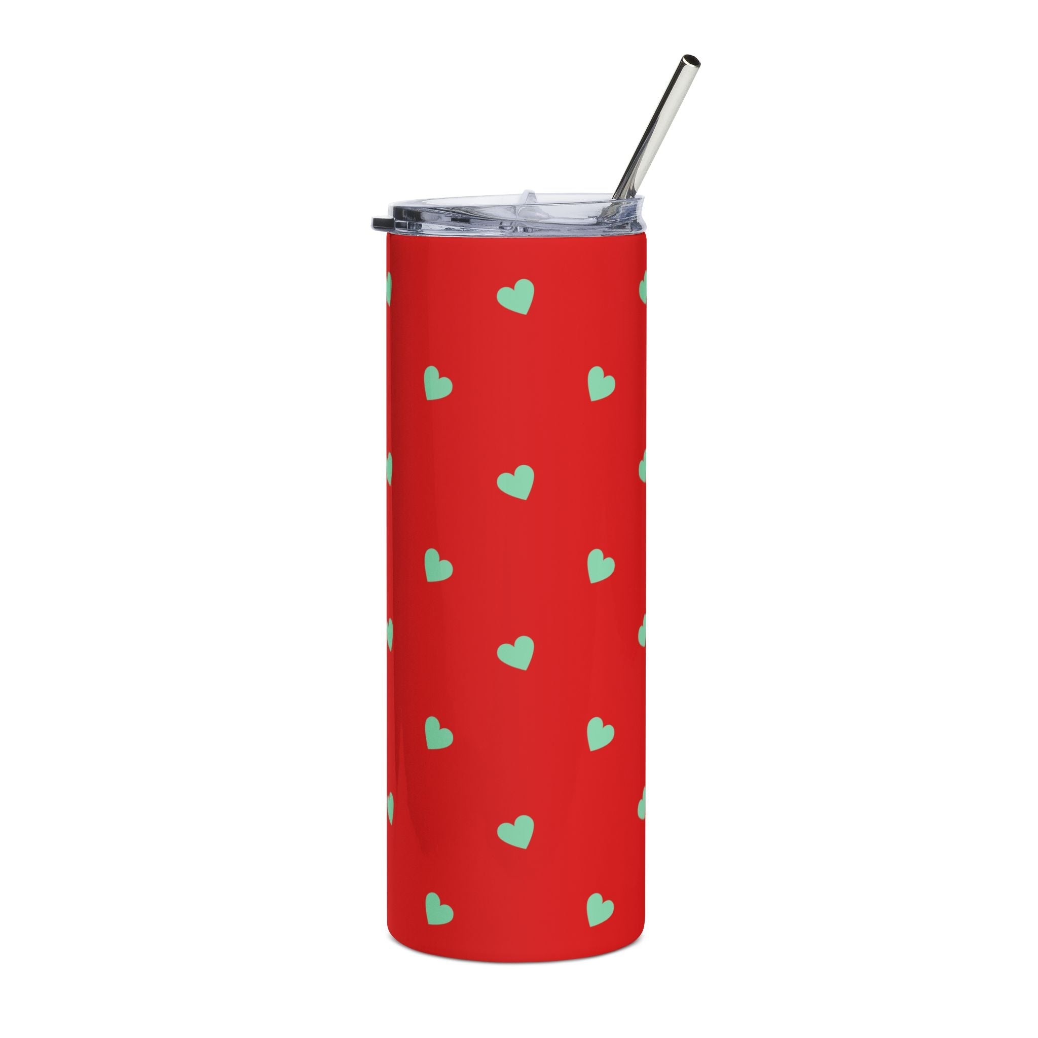 Love Hearts Stainless Steel Tumbler - 20oz Red Travel Mug - Love & Latte Co.