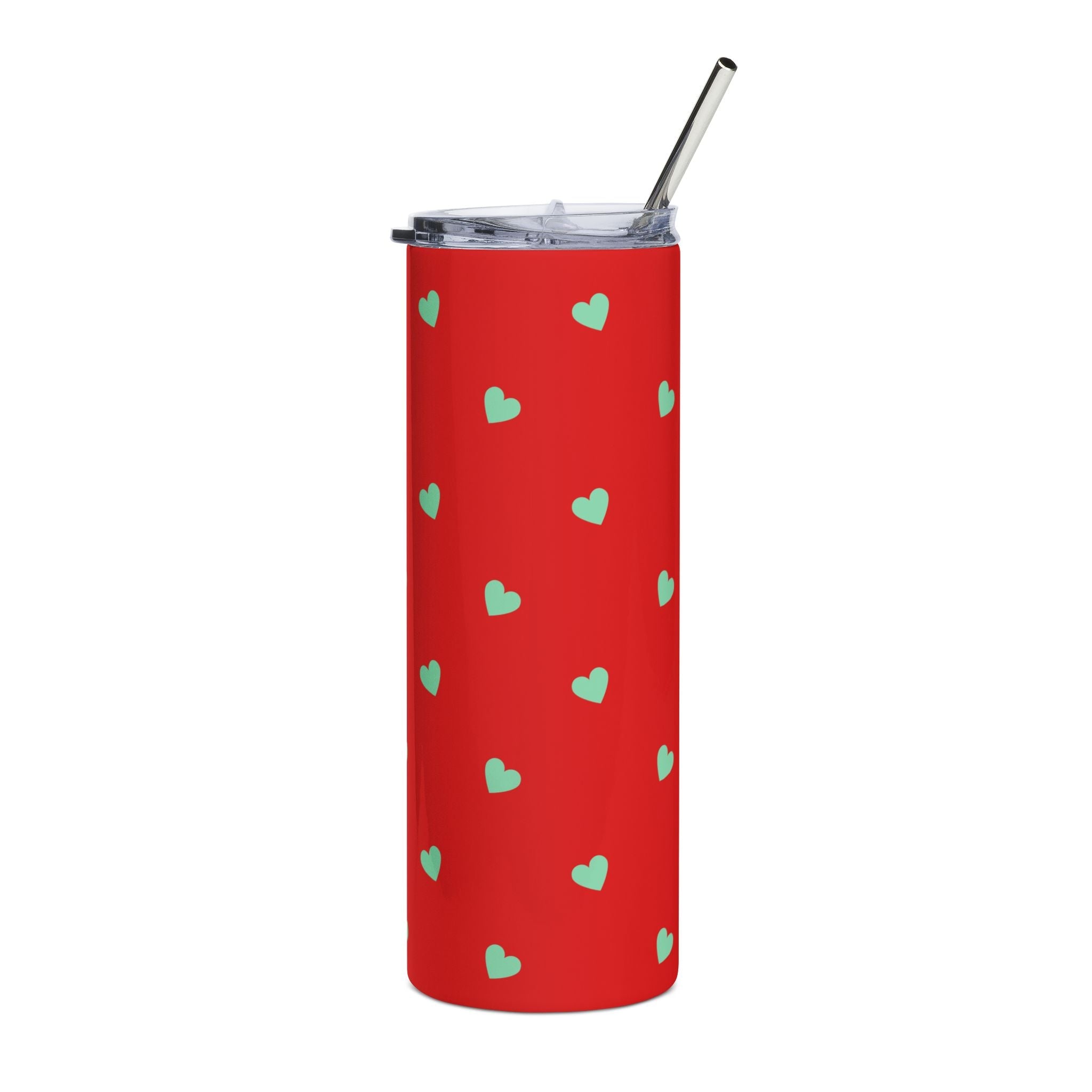 Love Hearts Stainless Steel Tumbler - 20oz Red Travel Mug - Love & Latte Co.