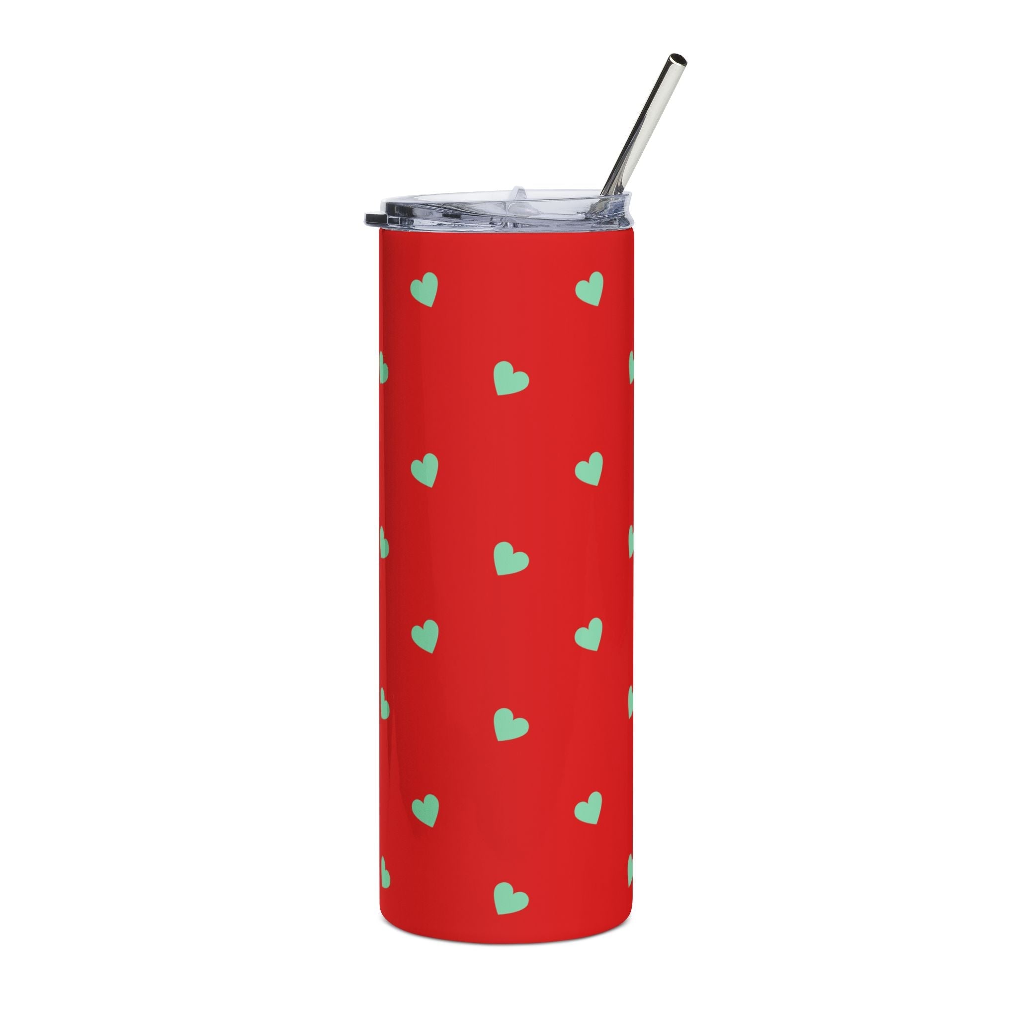 Love Hearts Stainless Steel Tumbler - 20oz Red Travel Mug - Love & Latte Co.