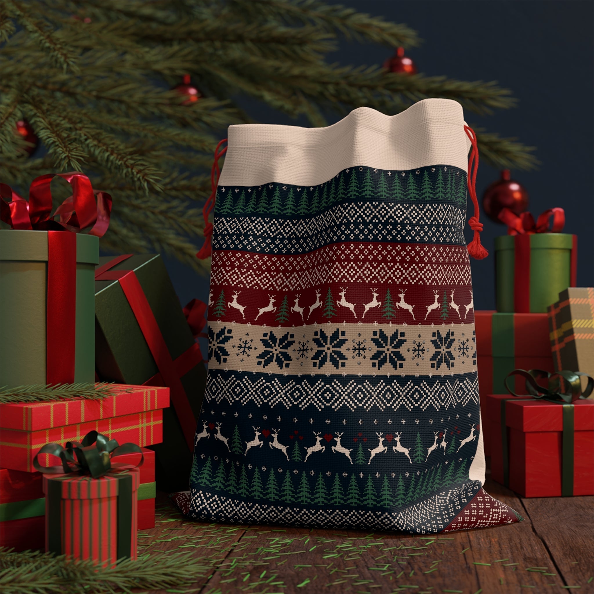 Mistletoe Magic Bag: Gift Bag with Festive Pattern - Love & Latte Co.