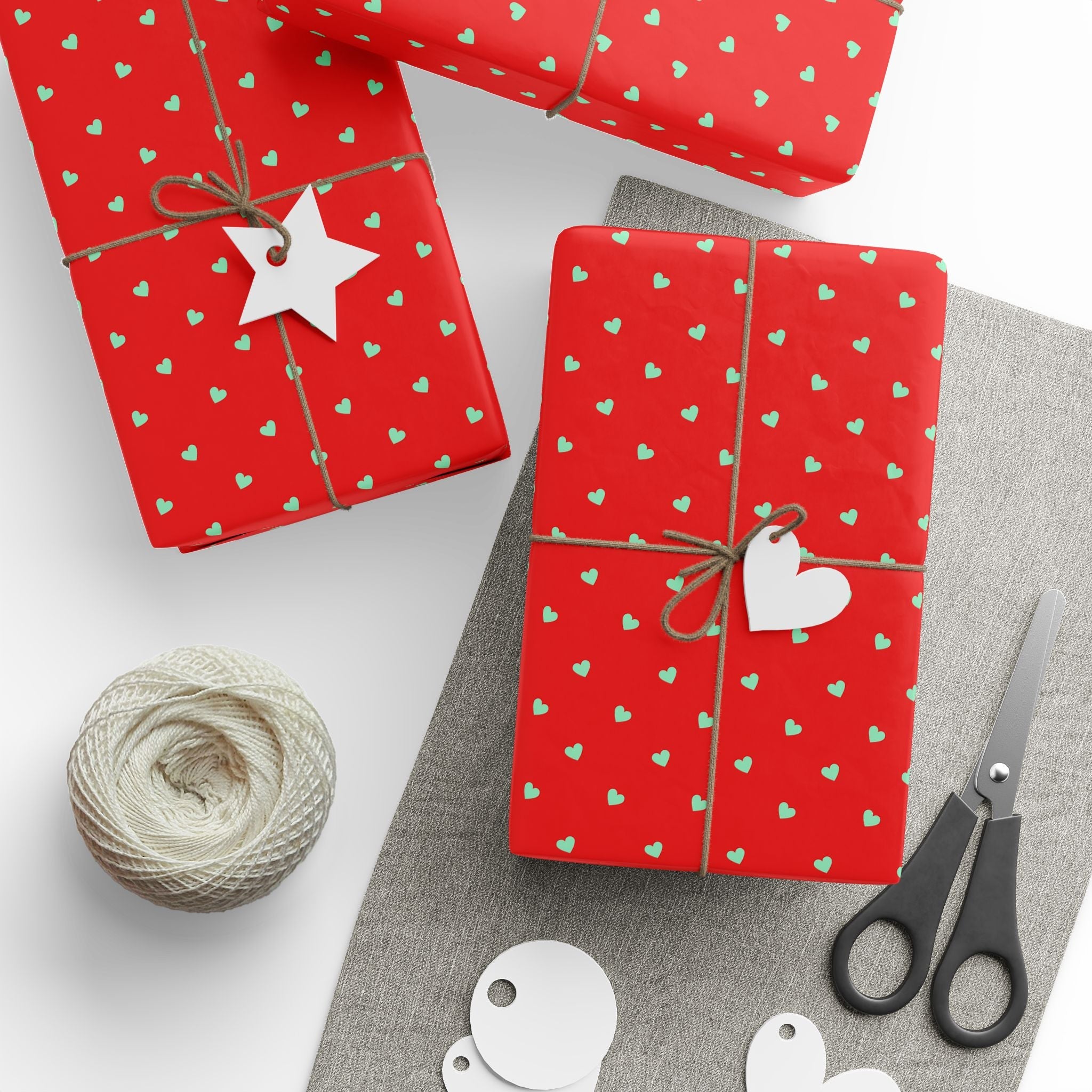 Red Heart Polka Dot Wrapping Paper - Festive Gift Wrap for Holidays & Celebrations - Love & Latte Co.