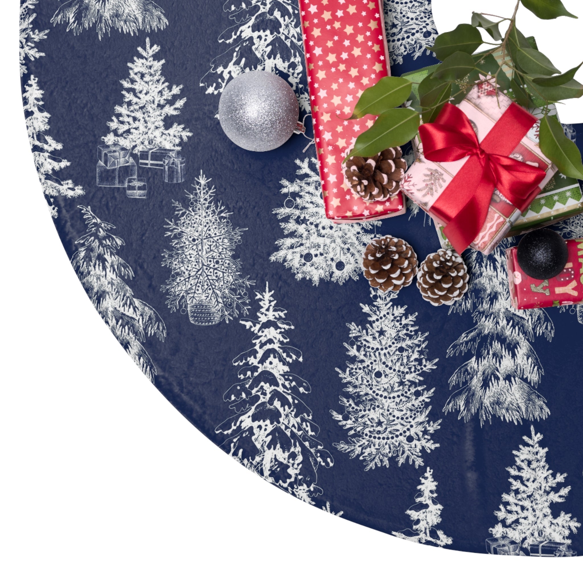 Snowy Forest: Christmas Tree Skirt focus_keyword#Home Decor