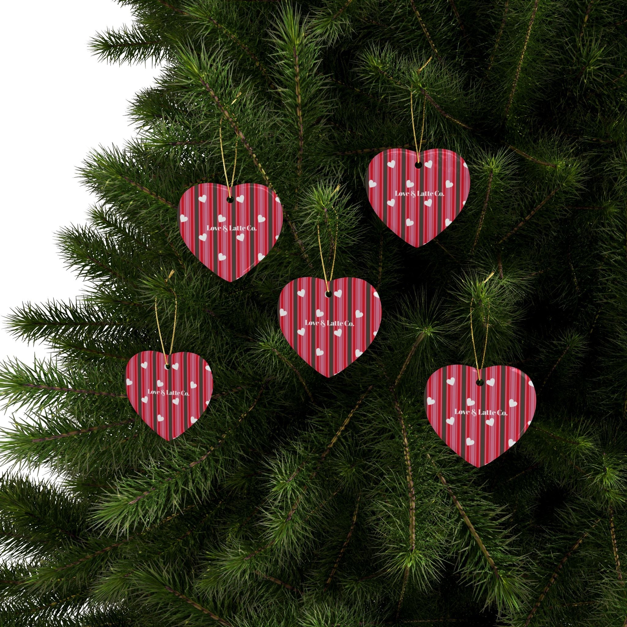 Valentine's Day Ceramic Heart Ornaments - Set of 1, 5, 10, or 20 - Love & Latte Co.
