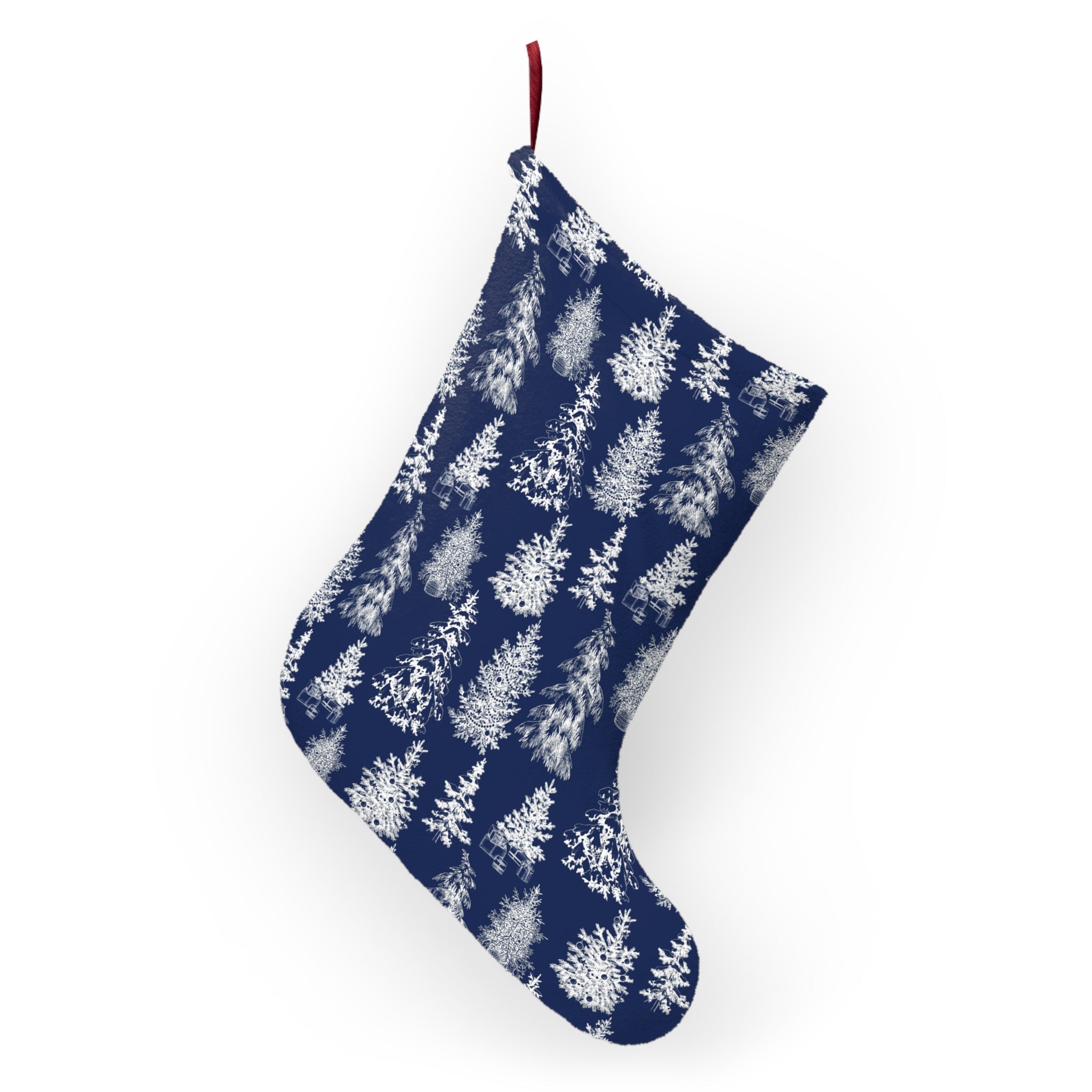 Charming Winter Christmas Stocking - Festive & Spacious Gift Holder - Blue- Love & Latte Co.