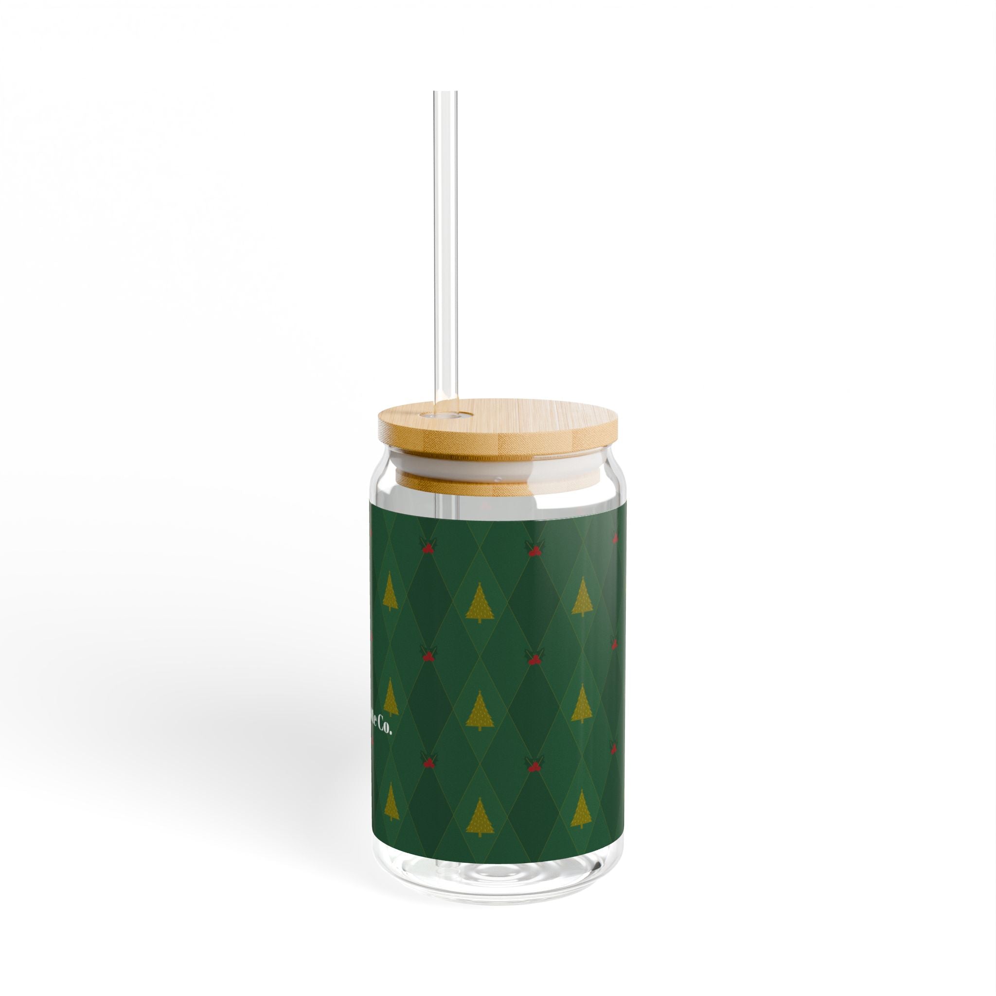 Winter Whisper: Festive Christmas Sipper Glass with Bamboo Lid - Love & Latte Co.Sipper Glass