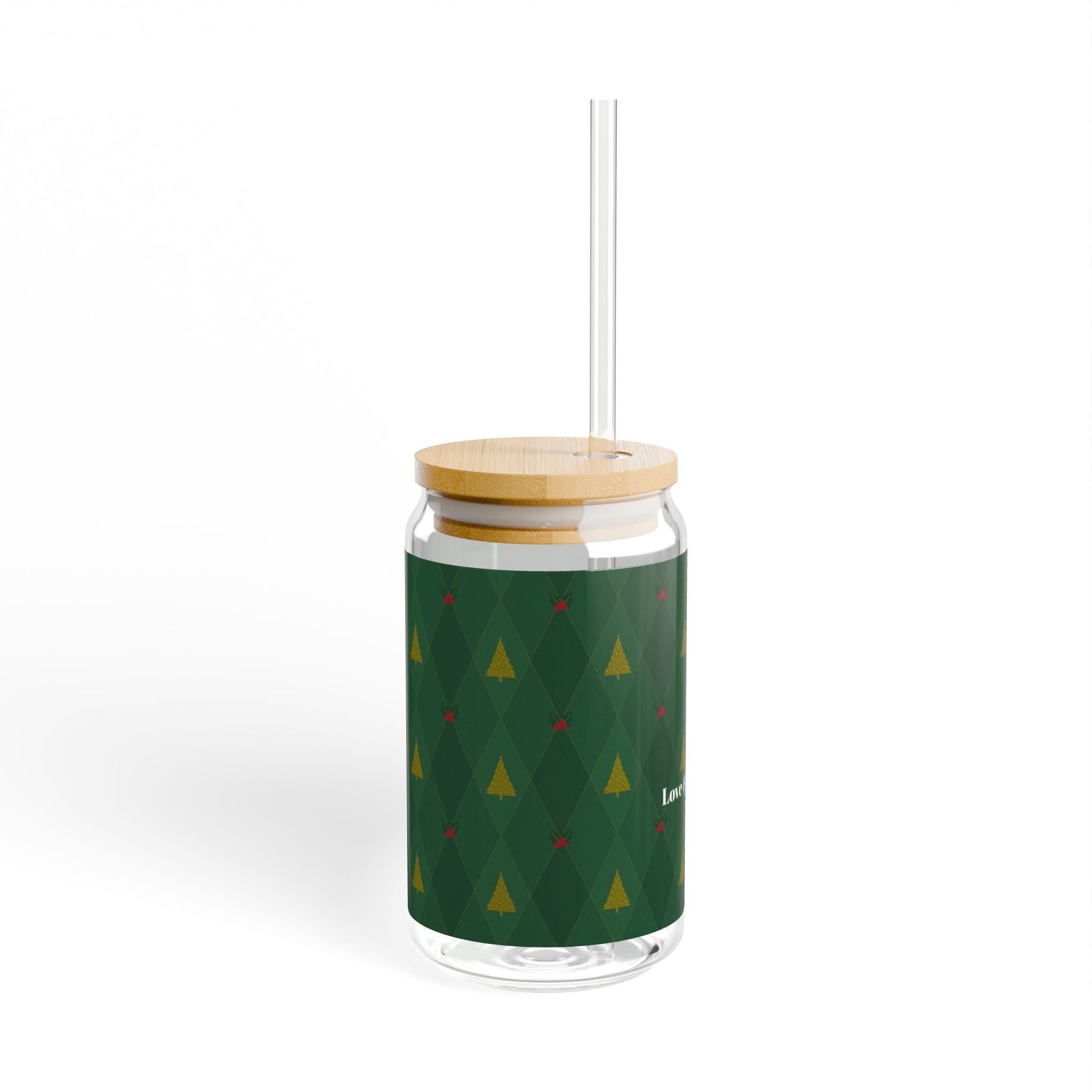 Winter Whisper: Festive Christmas Sipper Glass with Bamboo Lid - Love & Latte Co.Sipper Glass