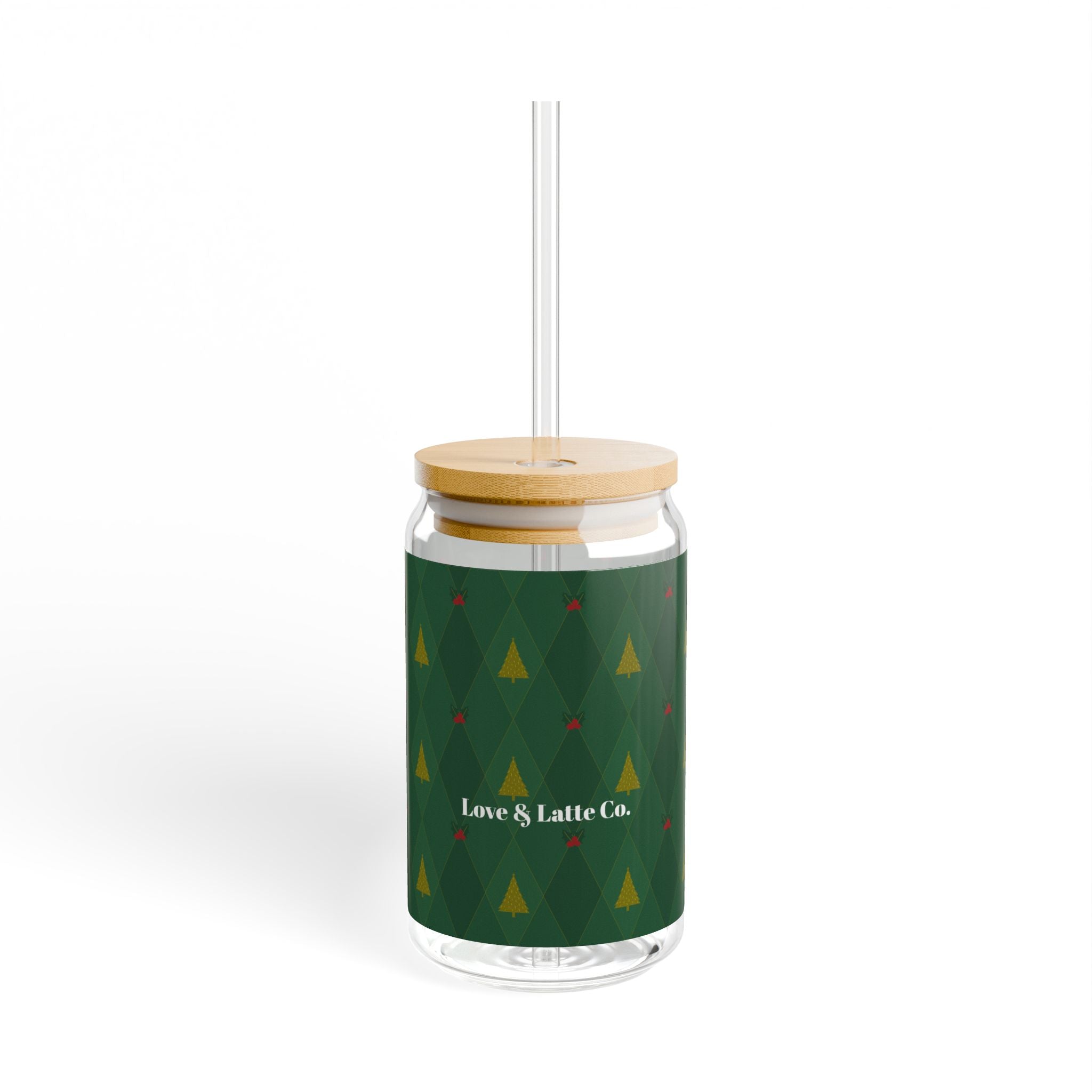 Winter Whisper: Festive Christmas Sipper Glass with Bamboo Lid - Love & Latte Co.Sipper Glass