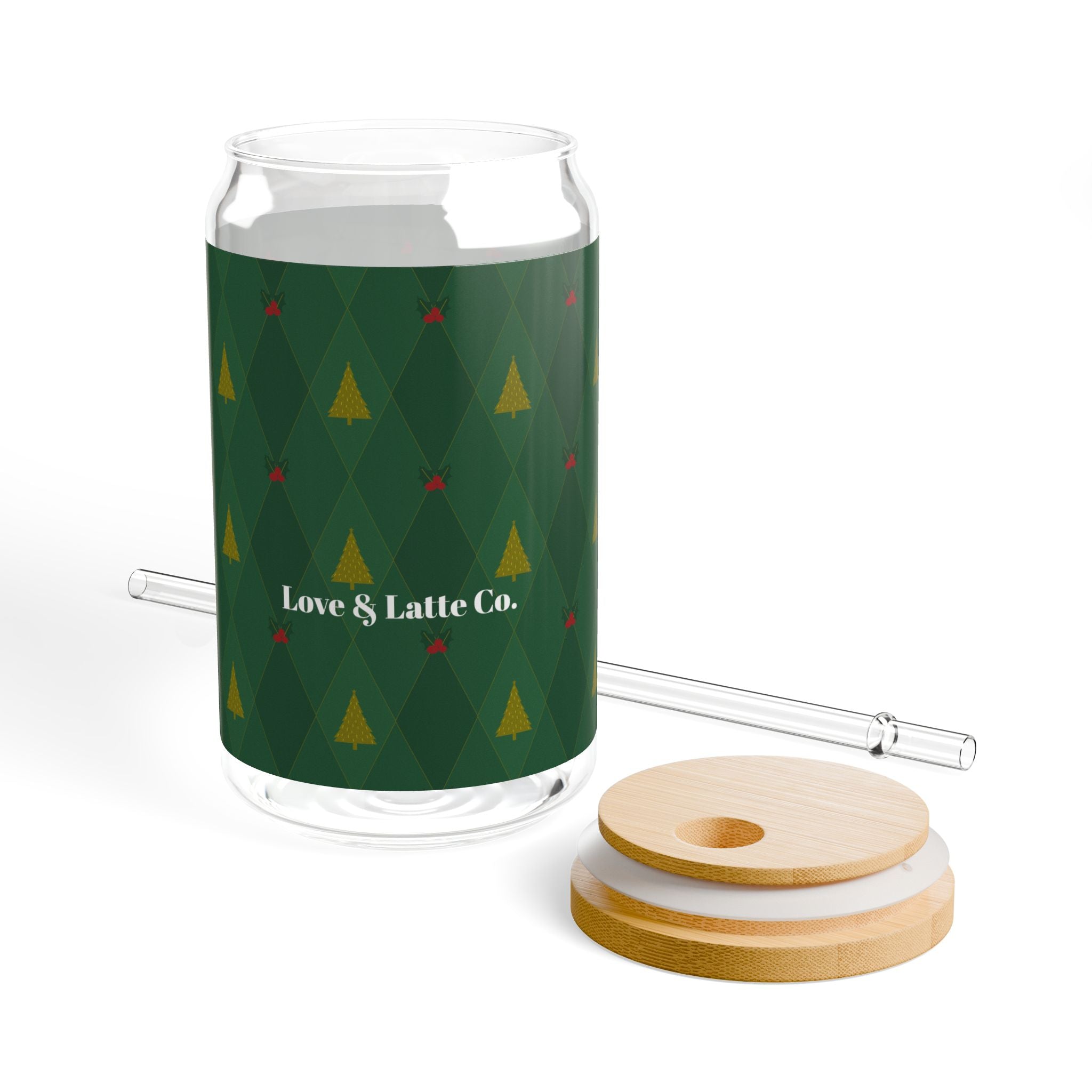Winter Whisper: Festive Christmas Sipper Glass with Bamboo Lid - Love & Latte Co.Sipper Glass